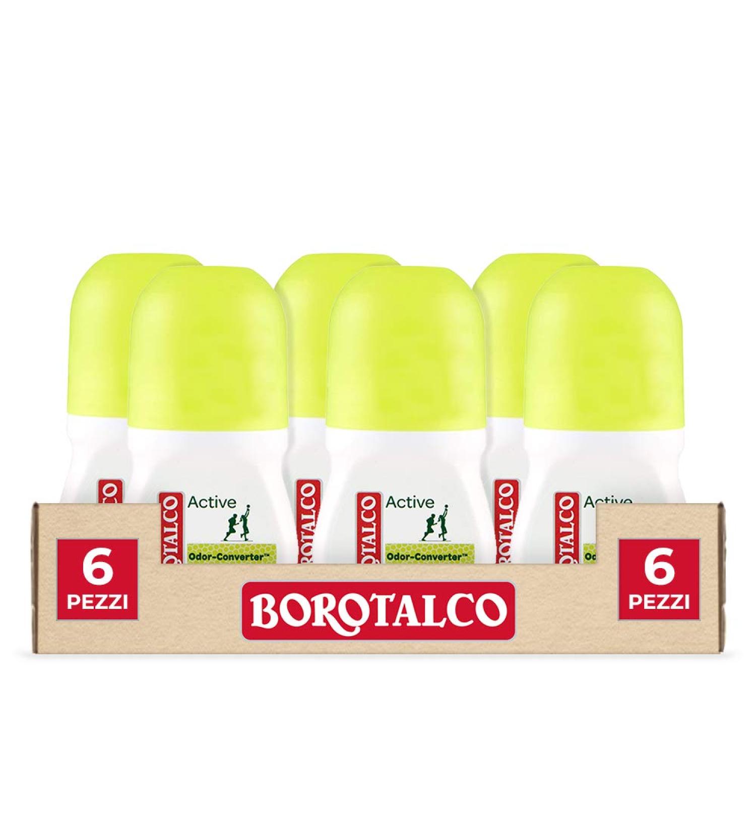  Borotalco Borotalco Active Roll-On Deodorant Yellow alcohol-free with odor-fighting molecules for gradual fragrance release cedar and lime scent deodorant for men and women 6 x 50ml bottles - Buy Online on GoSupps.com