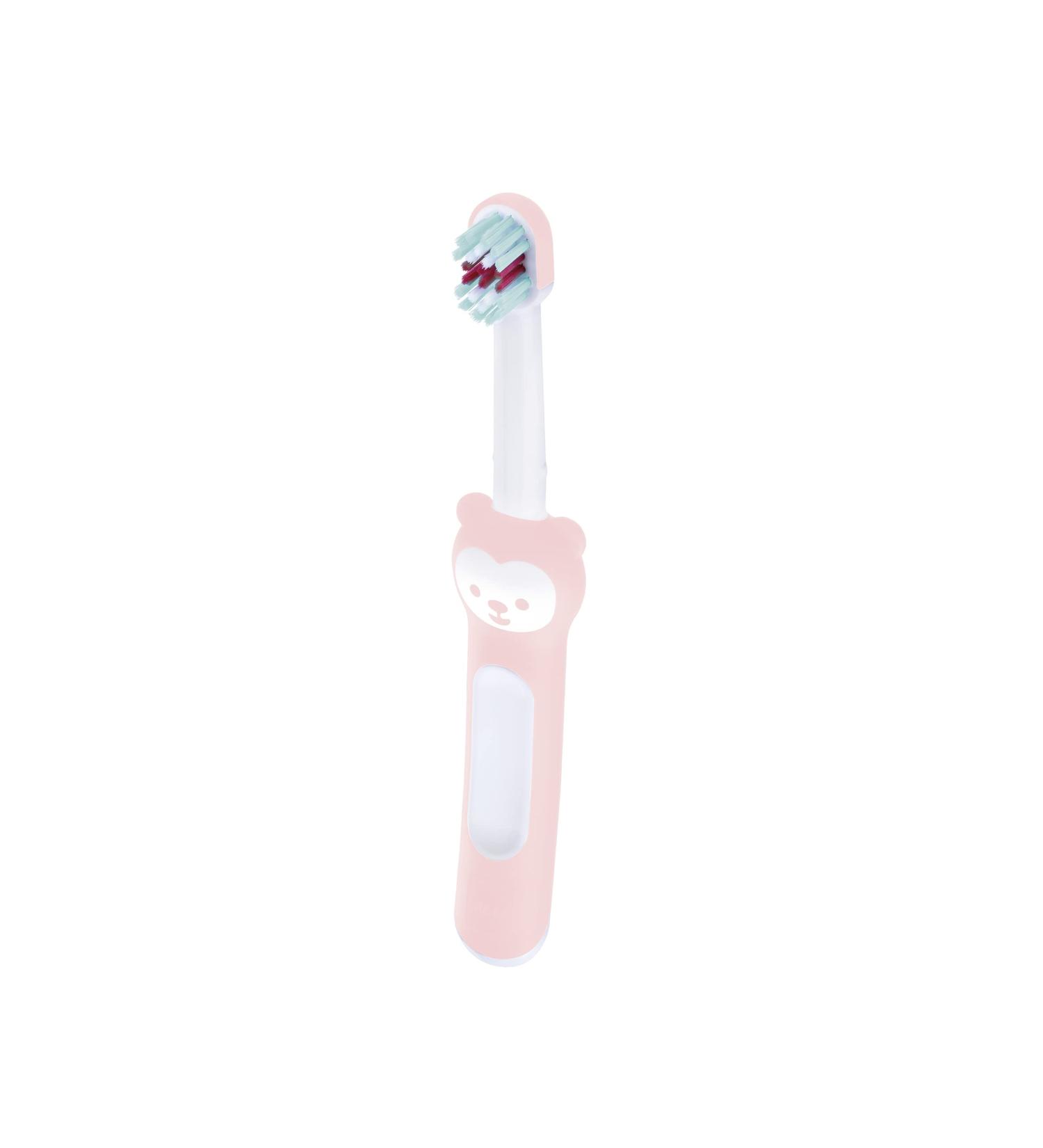 Mam Baby's Brush | Baby Toothbrush for 6+ Months | Short Handle for Easy Grip | Gentle Tooth Cleaning in Light Pink | 1 Pack - Buy Online on GoSupps.com