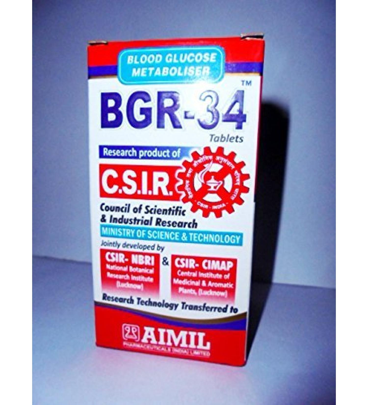 BGR-34 Tablets - 2 Packs | 100% Natural Herbal Blood Glucose Metaboliser by C.S.I.R - Buy Online on GoSupps.com