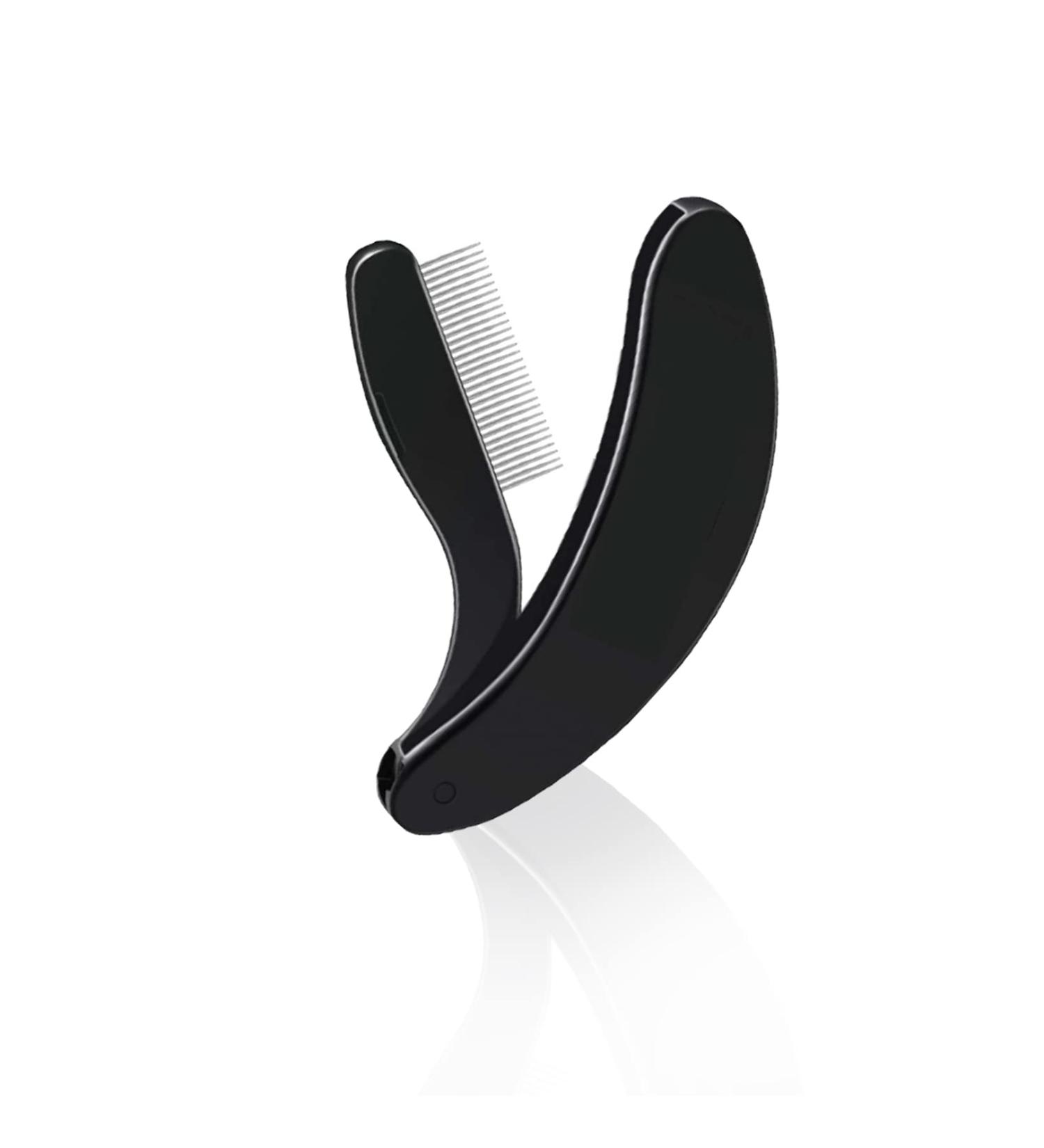 1pcs Stainless Steel Teeth Eyebrow Comb Eyelash Separator Portable Folding Eyelash Comb Brush Tool Brow Brush Eyelash Folding Brush Grooming Brush for Girls Women Making Up Supplies(BLACK)