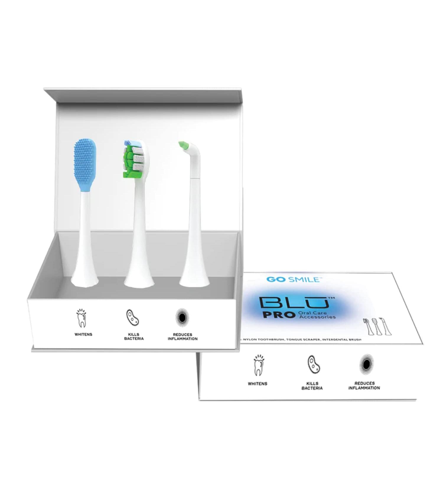GO SMILE Pro Oral Care 3-Piece Set | Nylon Toothbrush Silicone Tongue Scraper & Interdental Brush for Deep Cleaning & Odor Elimination | International Shipping Available - Buy Online on GoSupps.com