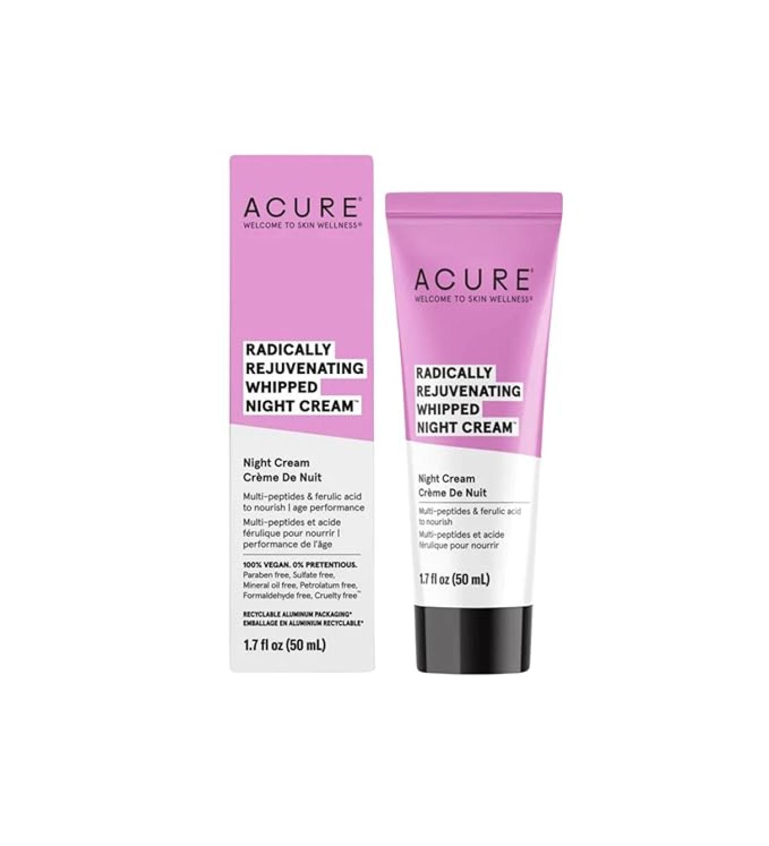 ACURE Radically Rejuvenating Whipped Night Cream - Anti-Aging Support, Multi-Peptides, Ferulic Acid & Vitamin C - Ultimate Night Repair, Hydrate and Rejuvenate - Vegan Plant Based-Infused - 1.7 Fl Oz - Buy Online on GoSupps.com
