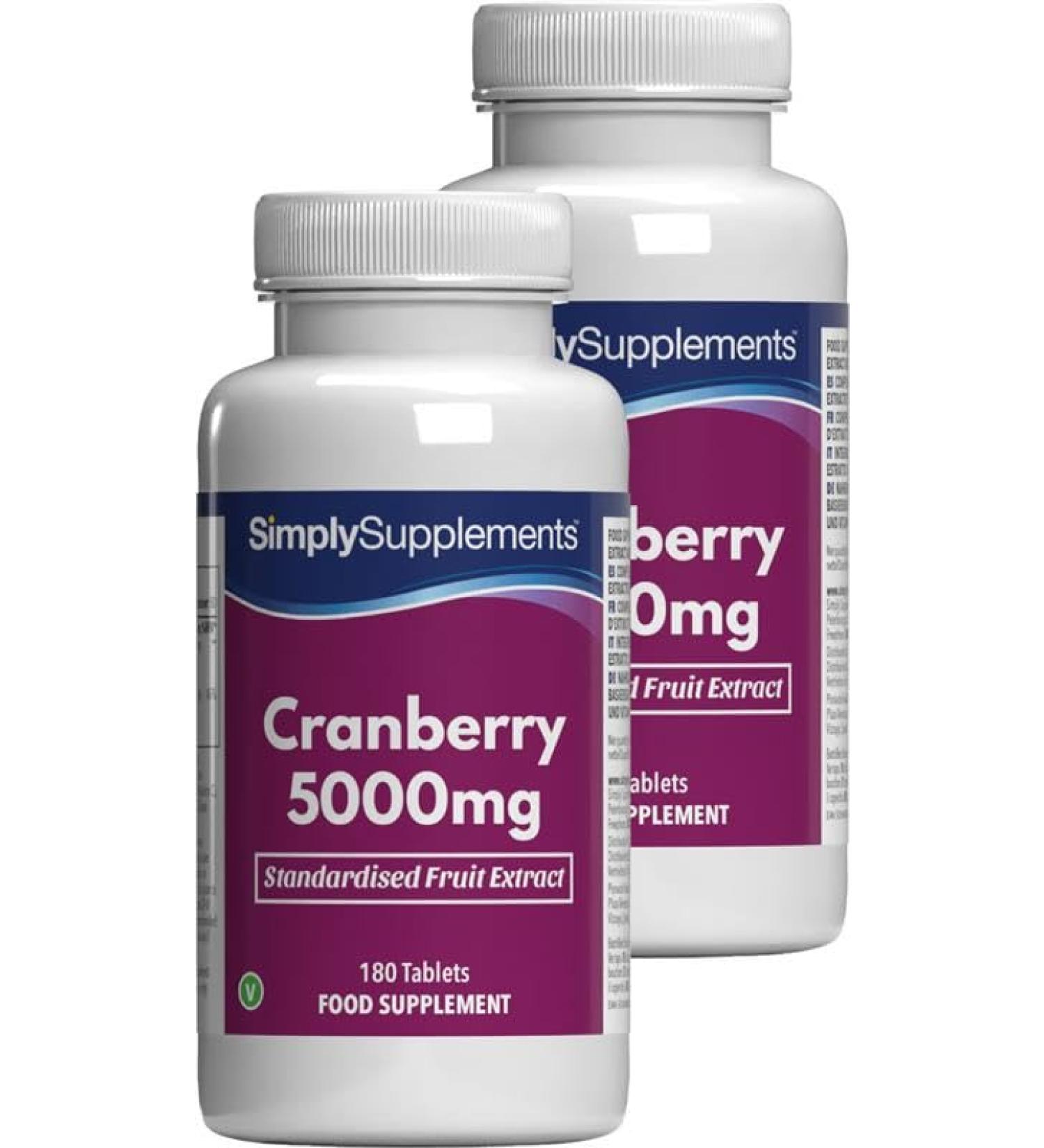 Comprim s de canneberge 5000 mg | Soutient le syst me immunitaire et prot ge contre le stress oxydatif | Convient aux v g taliens et v g tariens | 360 comprim s 4 cures de mois | Fabriqu au