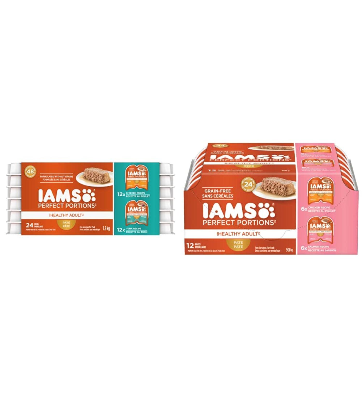 IAMS Perfect Portions Wet Cat Food Adult Grain Free Variety Pack | Chicken Tuna Salmon Pat (36 Trays) - Buy Online on GoSupps.com
