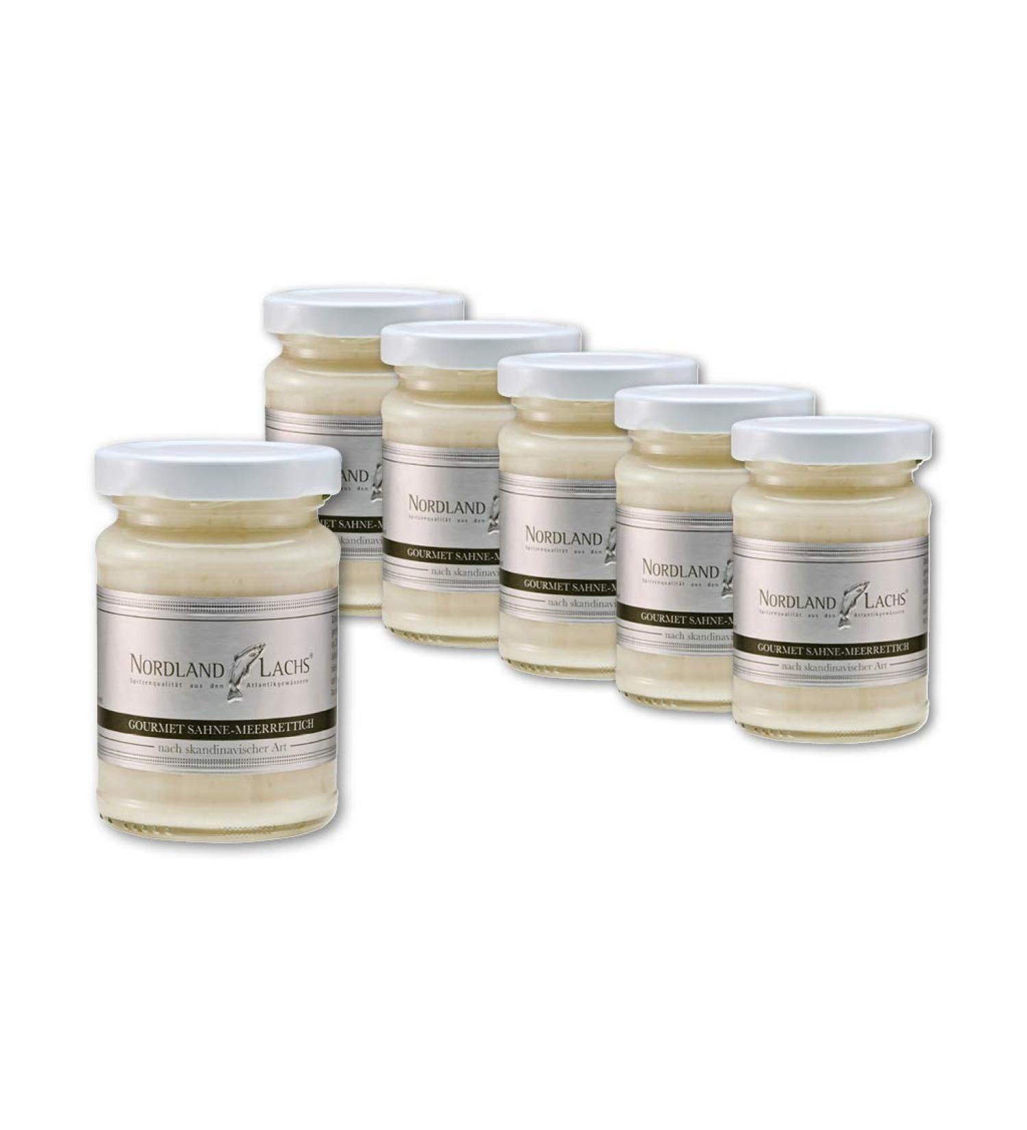 Nordland-Lachs 6 Glasses Gourmet Sahne-Merberettich | Perfect for Smoked Salmon Seafood & Grilled Dishes | Scandinavian Flavor Delights - Buy Online on GoSupps.com