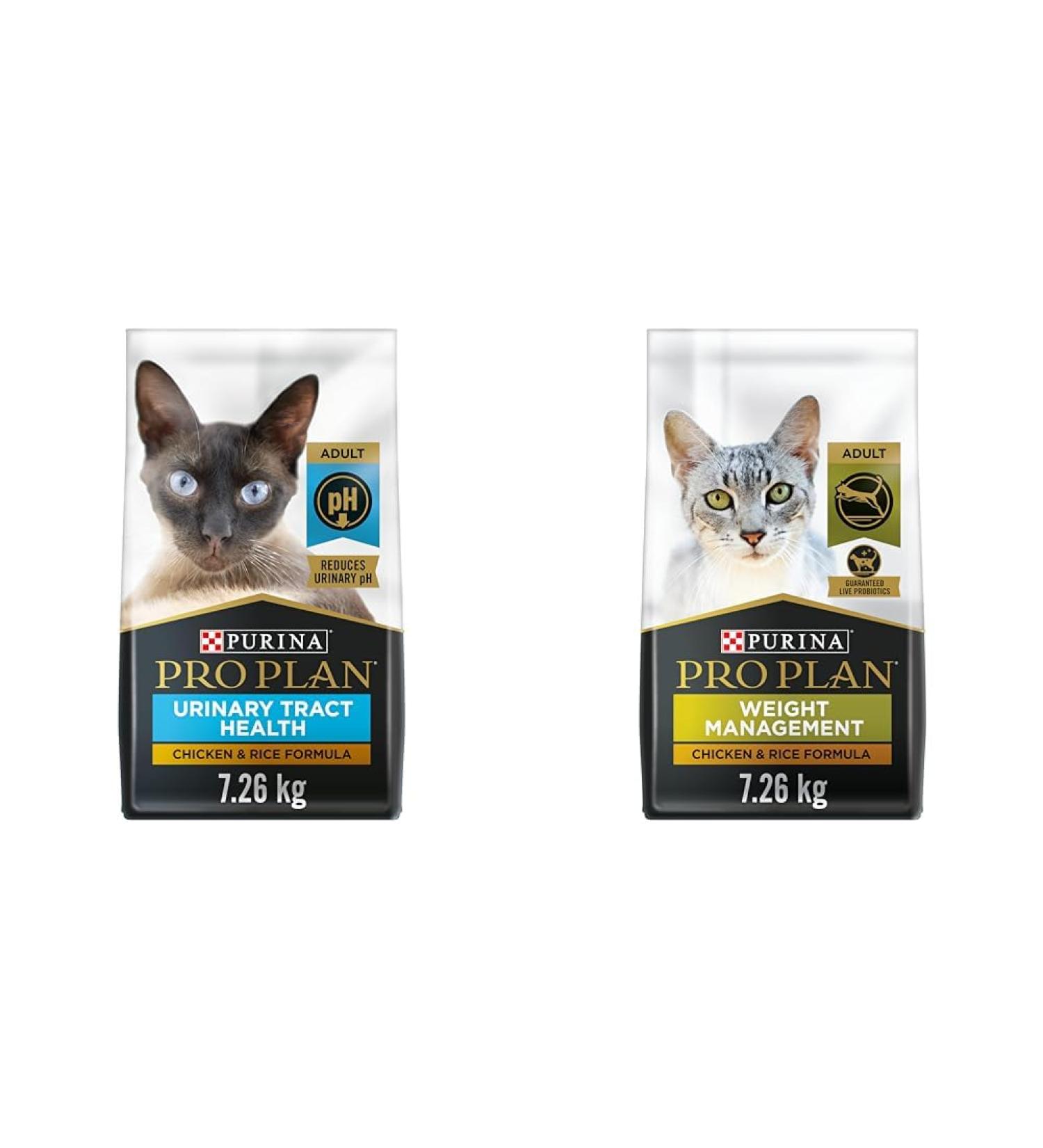 Purina Pro Plan Urinary Tract Health Dry Cat Food Chicken & Rice - 7.26 kg Bag & Food Weight Management Chicken & Rice 7.26KG - Buy Online on GoSupps.com