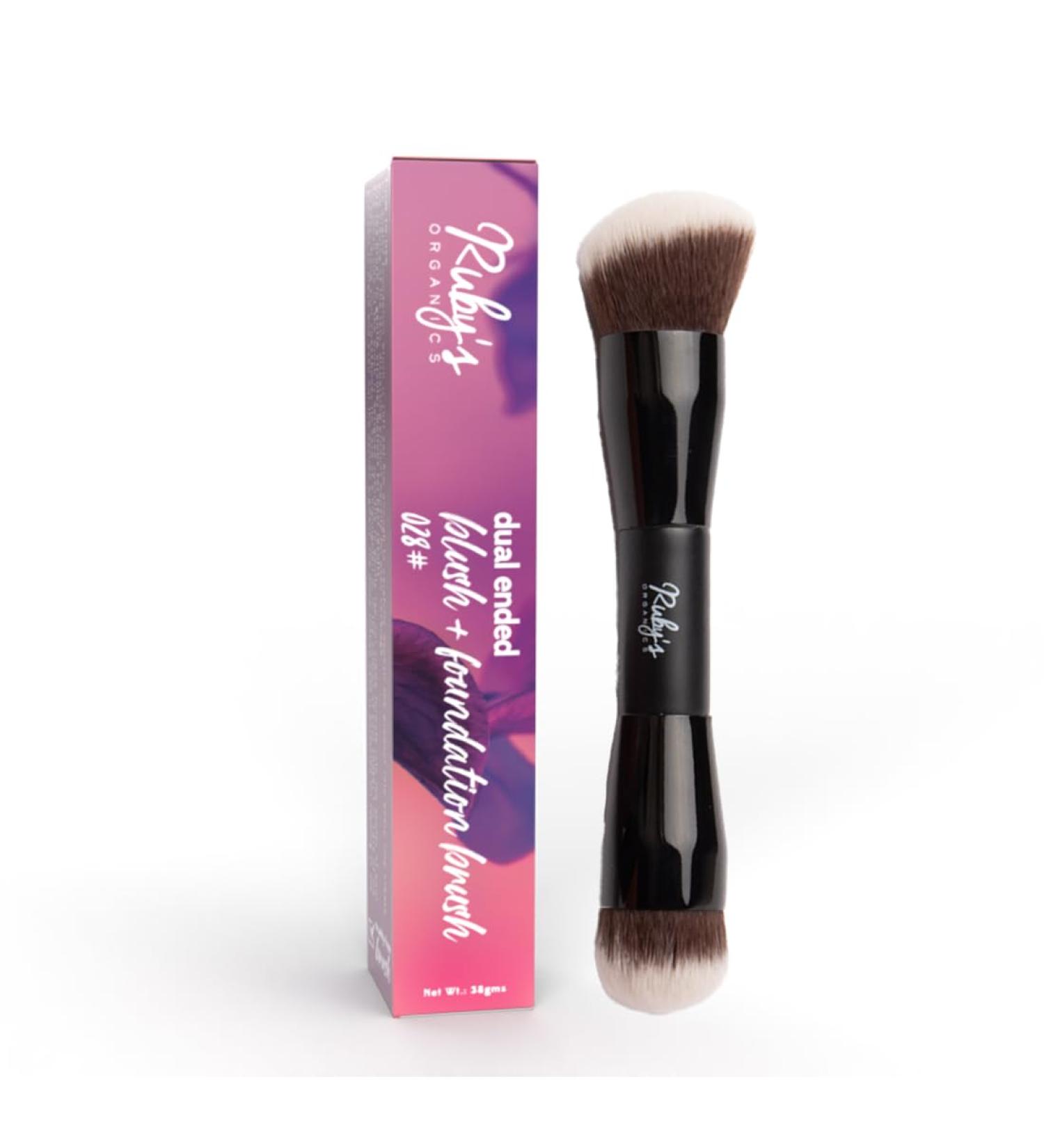 Ruby's Organics Dual Ended Makeup Brush - Multipurpose Foundation Concealer Blush & Powder Tool | Flawless Finish & Cruelty-Free - Buy Online on GoSupps.com
