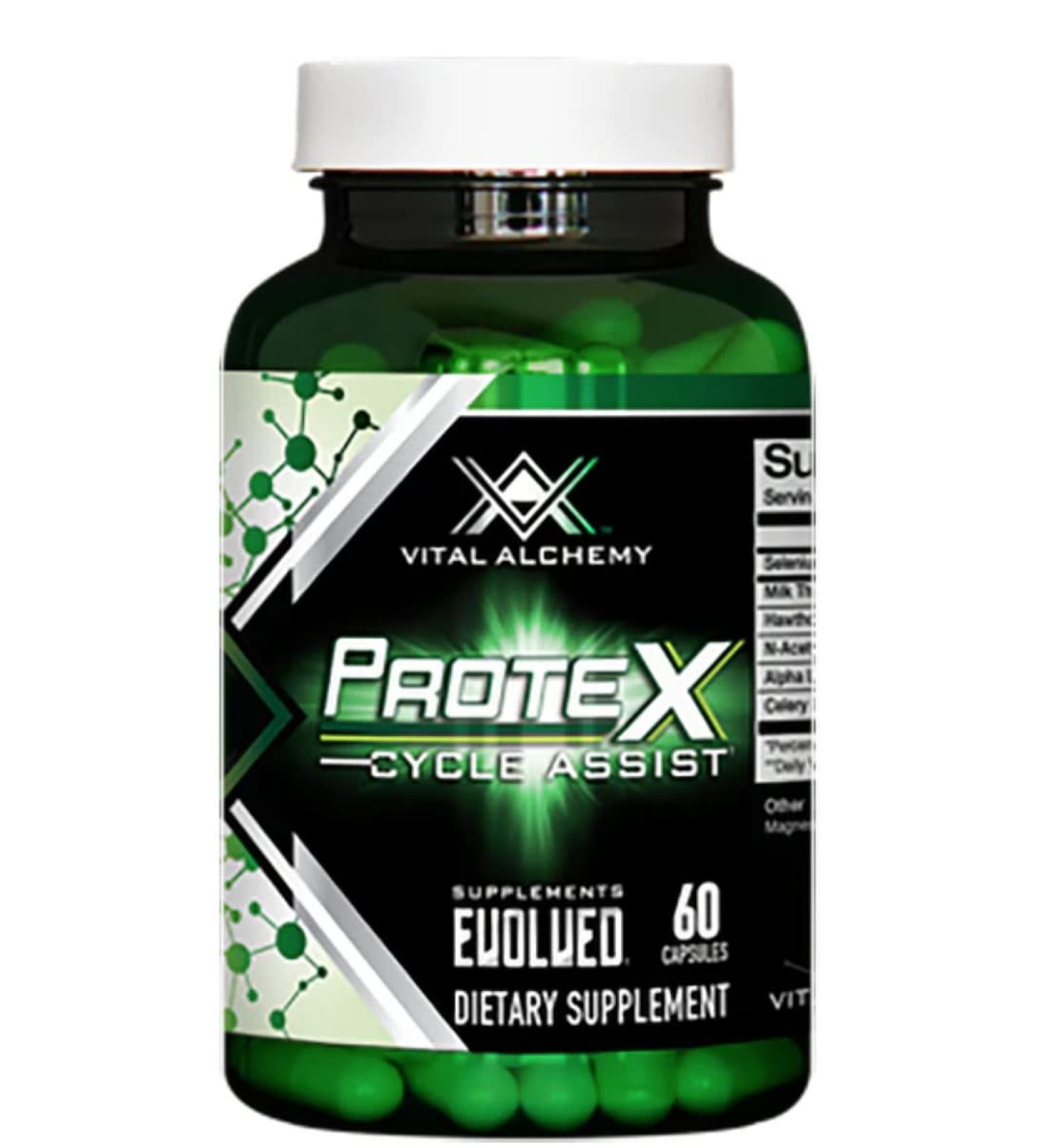 Vital Alchemy ProteX On Cycle Assist - Liver Detox & Cycle Support Supplements with Milk Thistle Alpha-Lipoic Acid & L-Cysteine - 60 Servings - International Shipping Available - Buy Online on GoSupps.com