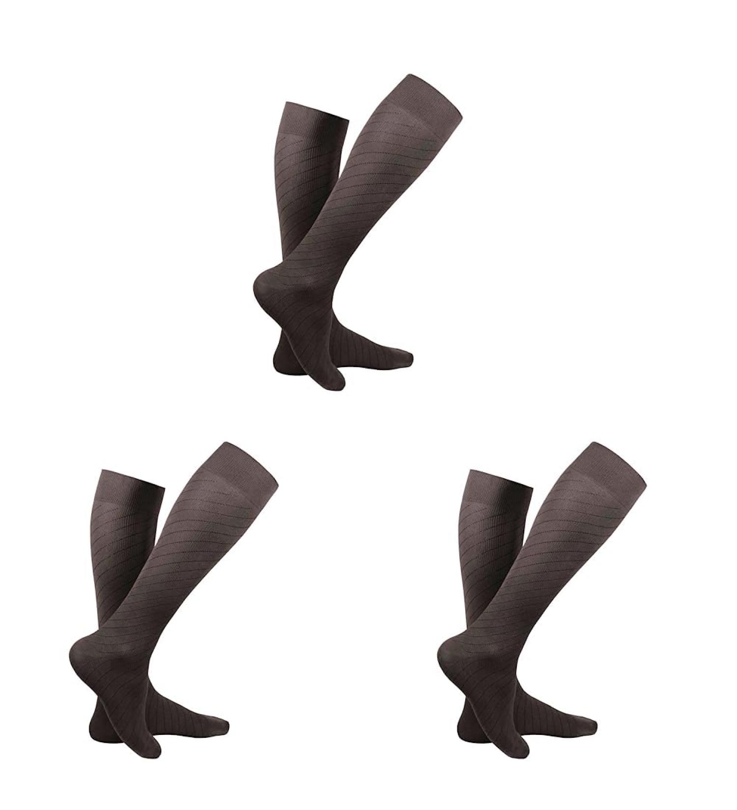 Truform Travel Compression Socks for Men & Women | 15-20 mmHg Knee High Over Calf - Brown X-Large (3-Pack) - Ideal for Travel & Relief - Buy Online on GoSupps.com