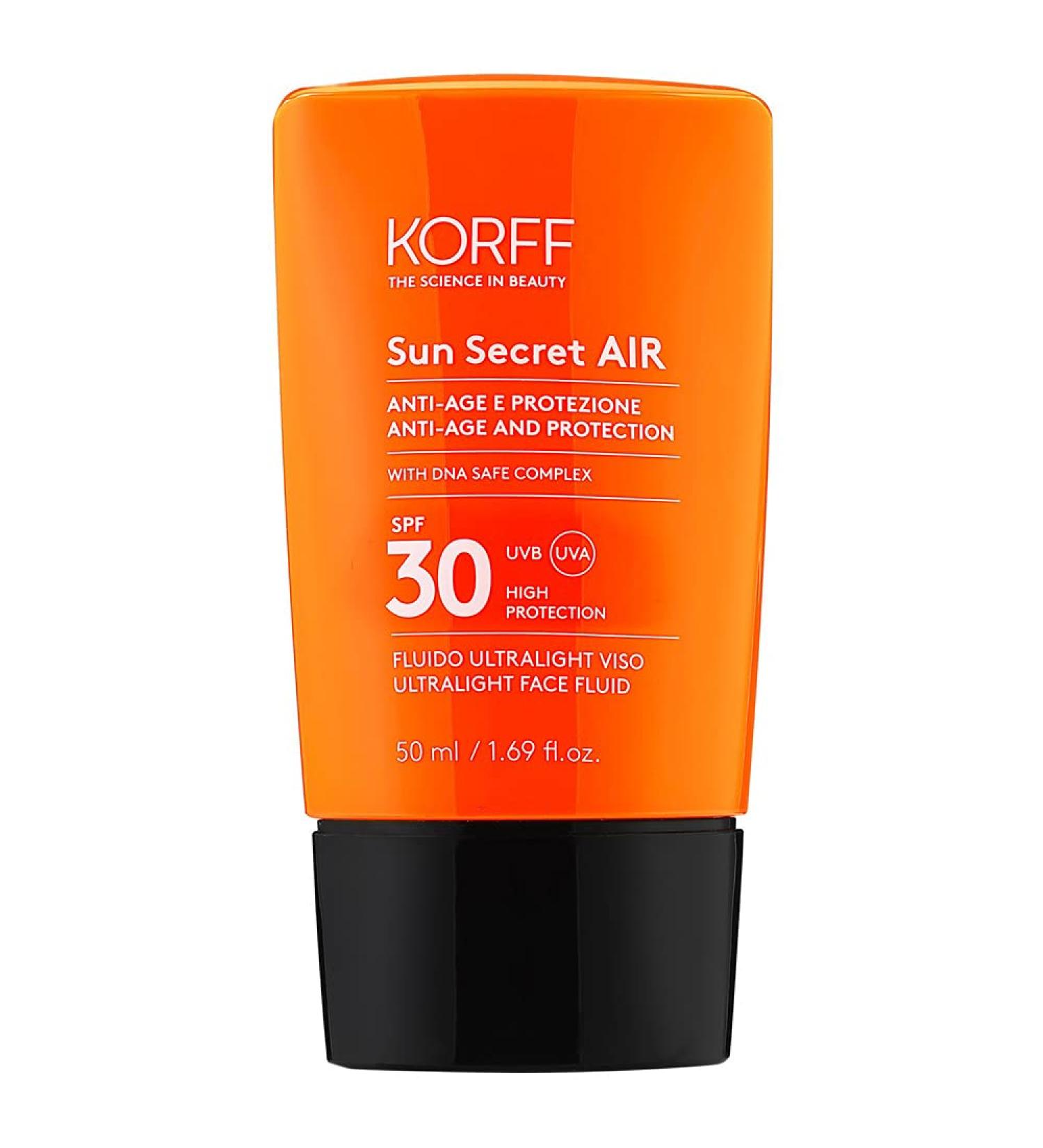 Korff Korff Sun Secret Air Ultralight Face Fluid SPF30 Moisturizing and Anti-Aging Ultralight Texture High Protection 50 ml - 30 g - Buy Online on GoSupps.com