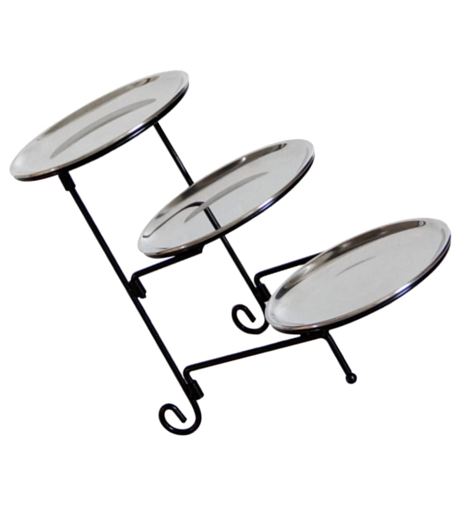 FELTECHELECTR 1 Set Three Tier Fruit Bowl Perfume Display Stand Fruit Dish Food Tray for Desktop Snack Basket Fold Silver 24x23cm - Buy Online on GoSupps.com