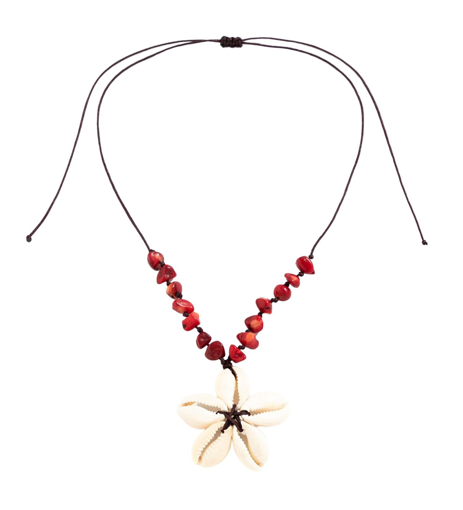 Buy Oralgos Fashionable Mussel Flower Necklace - Ethnic Adjustable Choker Statement Jewelry with Jade & Turquoise - Buy Online on GoSupps.com