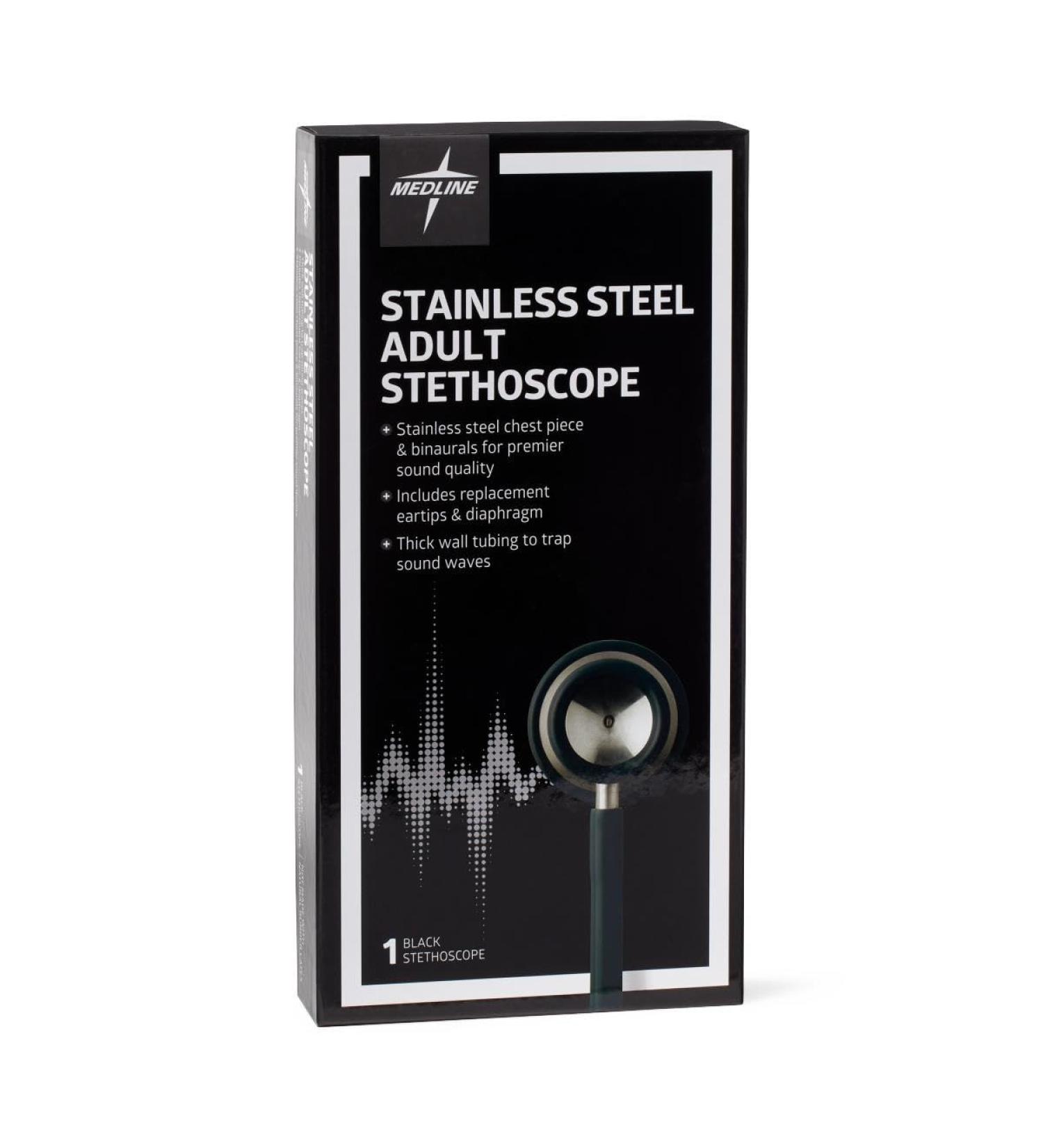 Buy Medline Elite Adult Stainless Steel Stethoscope High Acoustic Sensitivity Black | International Shipping Available - Buy Online on GoSupps.com
