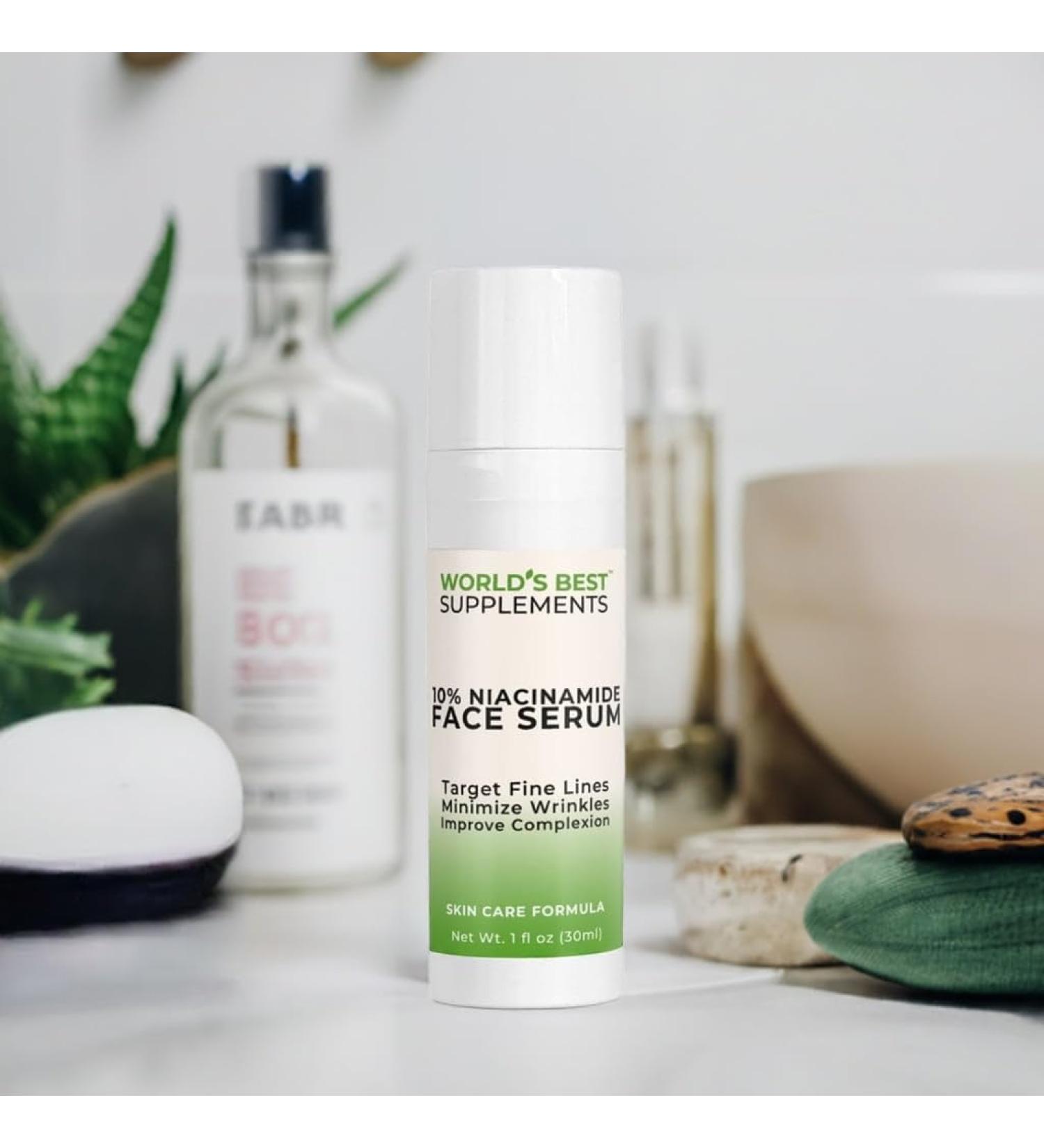 10% Niacinamide Face Serum | 1oz | Vitamin B3 & Sodium Hyaluronate Anti Aging Moisturizer Minimize Pores Enhance Skin Tone Reduce Blemishes & Improve Clarity | World's Best Supplements - Buy Online on GoSupps.com