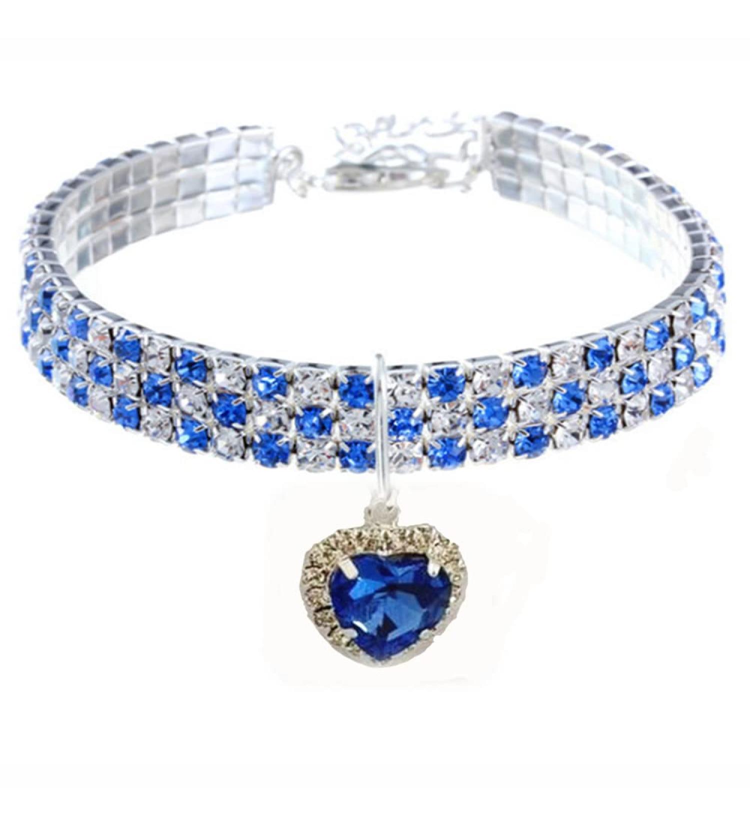 Rayminsino Rhinestone Pet Collar - Adjustable Elastic with Peach Heart for Kittens & Medium Dogs in Pink Red White - Buy Online on GoSupps.com