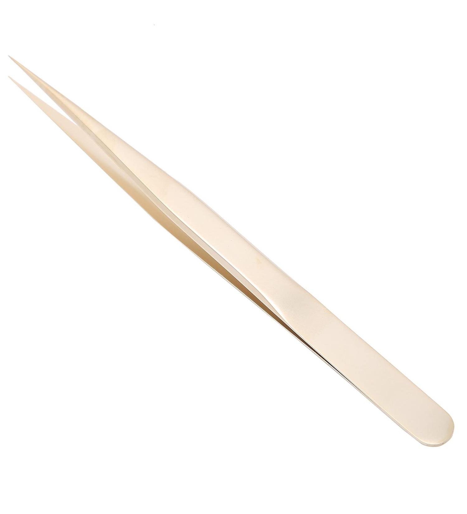 Tweezers Stainless Steel Gold Straight Manicure Tweezers Precision Tweezers for Diamond Removal Eyelashes Tweezers - Buy Online on GoSupps.com