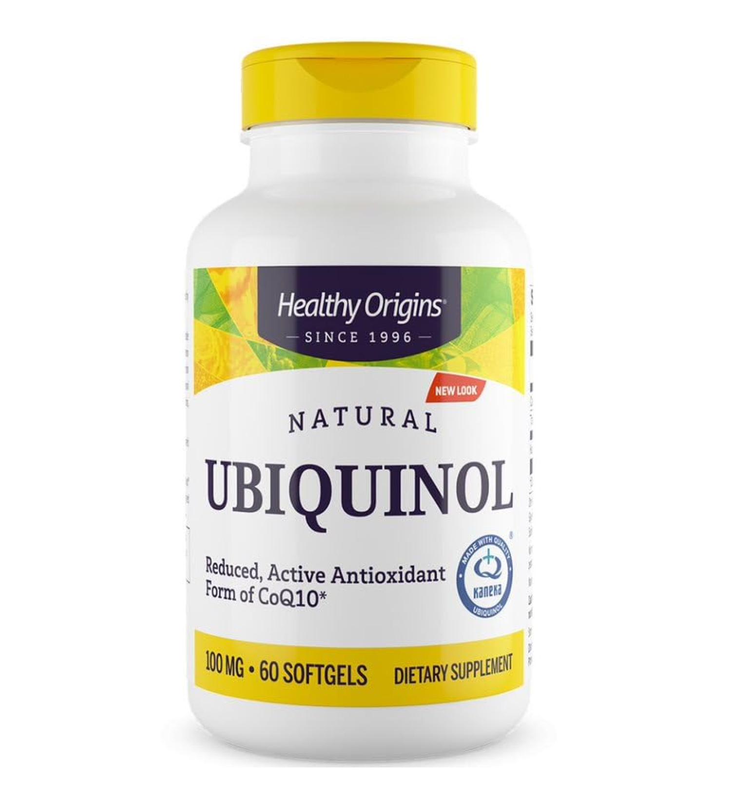 Healthy Origins Natural Ubiquinol with Kaneka QH 100mg High Dosed 60 Soft Capsules Lab Tested Gluten Free Soy Free Non-GMO - Buy Online on GoSupps.com
