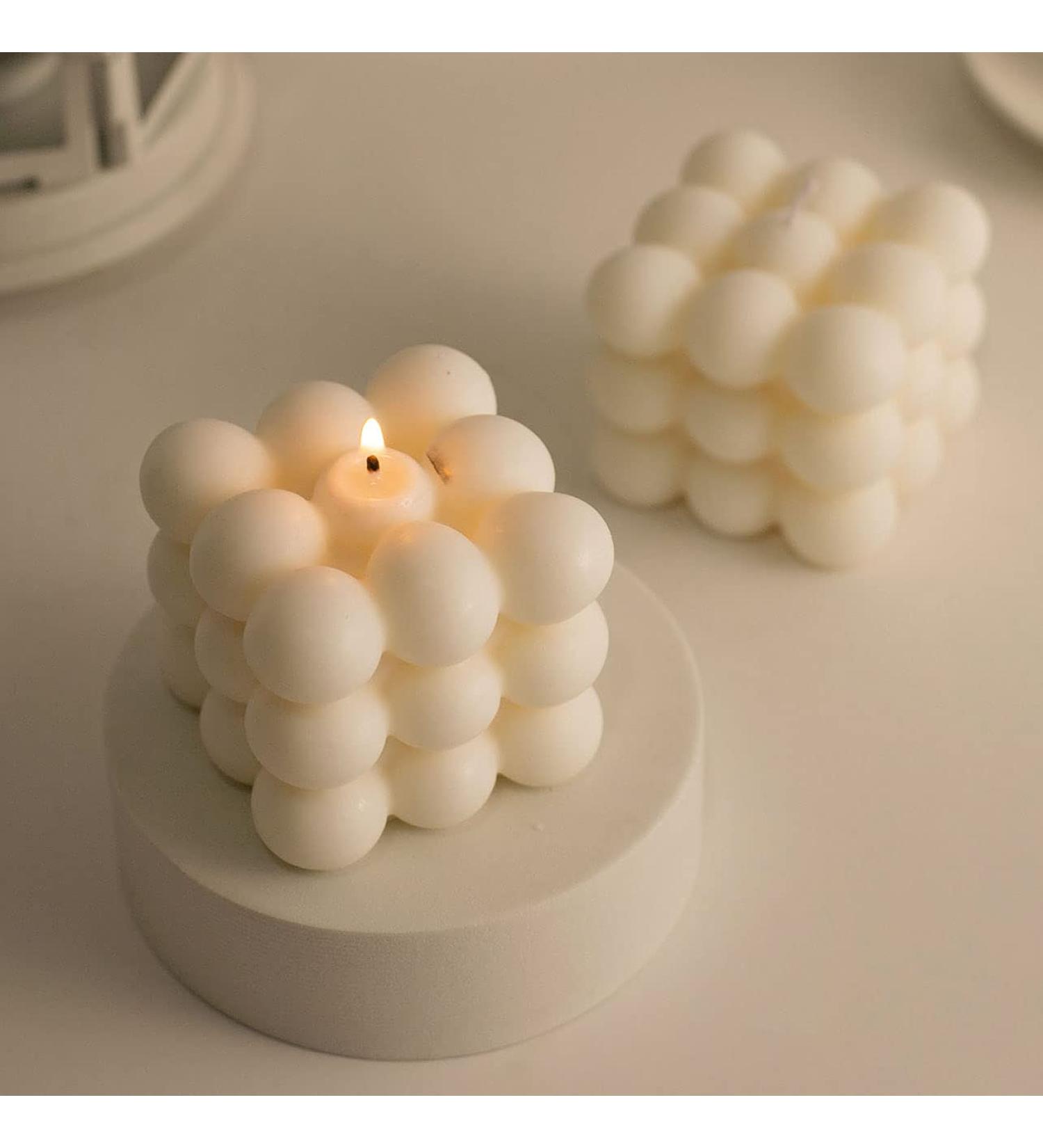 Soy Wax Scented Candle Set - Cute Bubble Candles for Bedroom & Bathroom | 2Pcs Decorative Gift for Mothers Friends & Lovers - White 2.36 - Buy Online on GoSupps.com