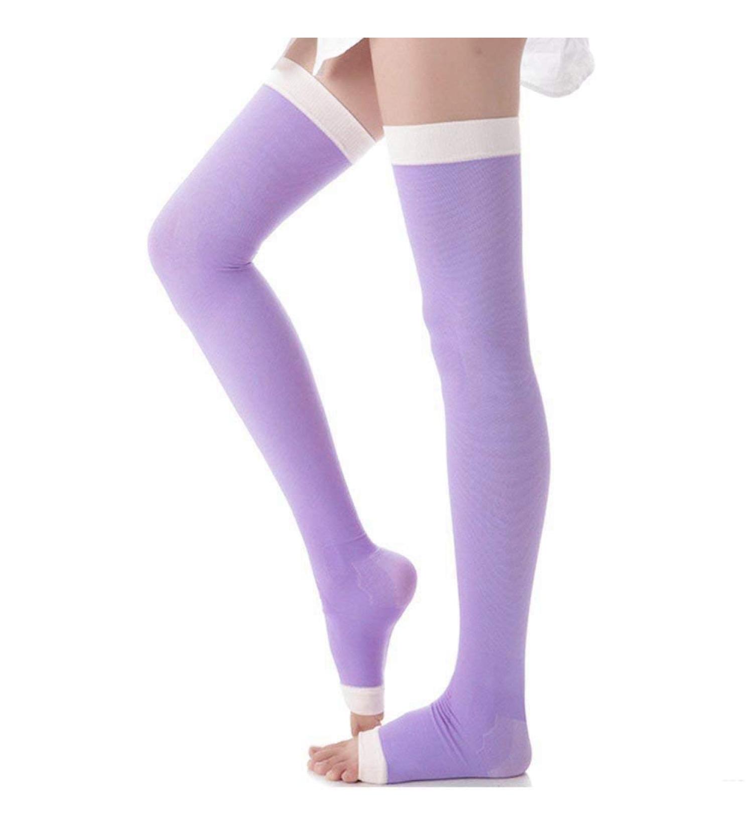 Buy FSSTUD Women's Slimming Compression Thigh High Socks - Open Toe Purple | Overnight Leggings & Support Stockings for Comfort & Style - Buy Online on GoSupps.com