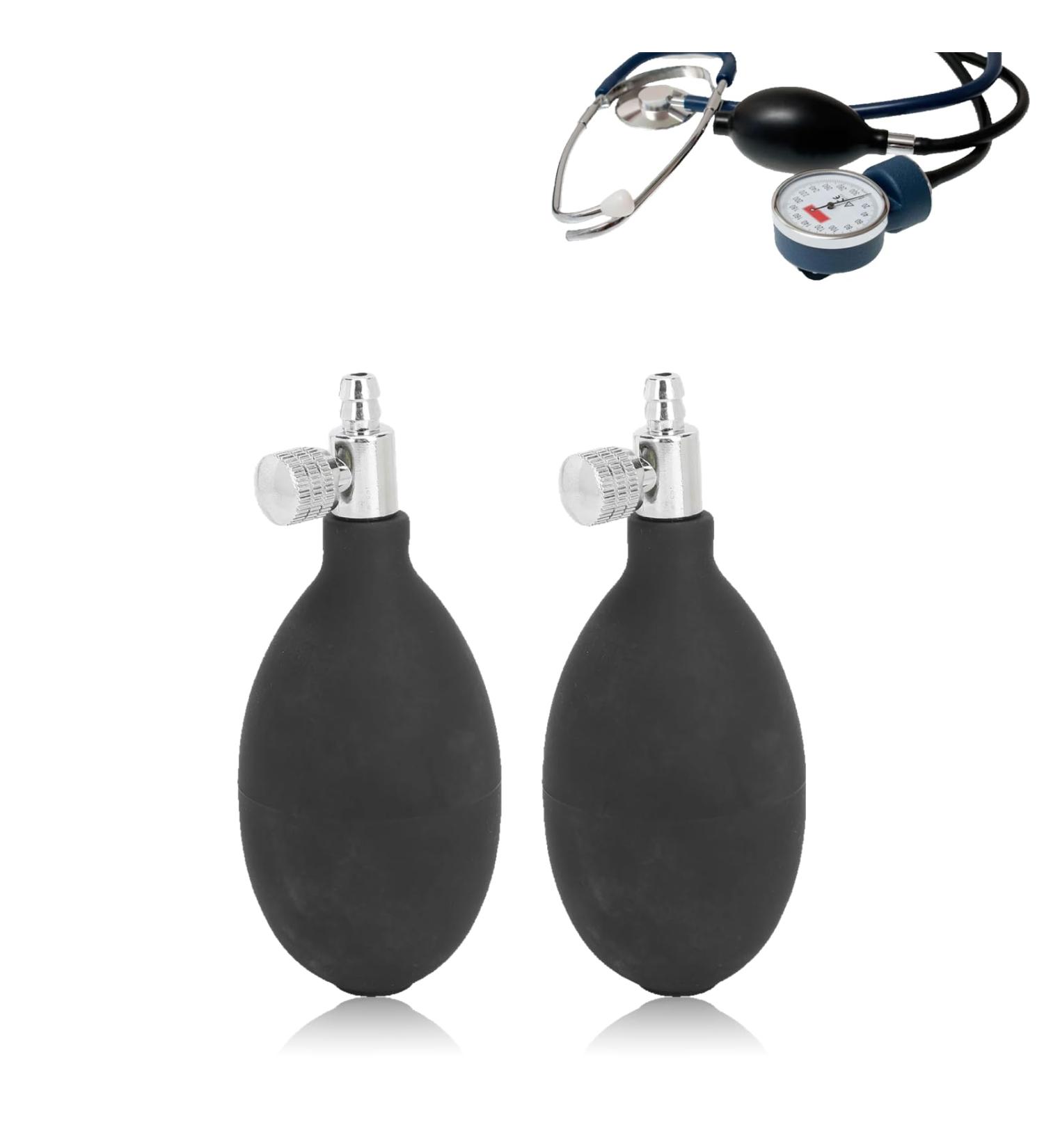 Agatige 2Pcs Sphygmomanometer Bulb Replacement Manual Inflation Pump Hand Squeeze Latex Blood Pressure Inflation Bulb with Air Release Valve for Blood Tester - Buy Online on GoSupps.com
