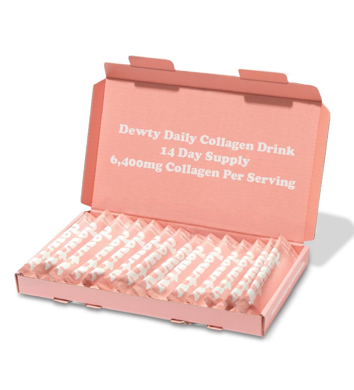Dewty Collagen Drink - Peach Flavour Daily Supplements with Hyaluronic Acid, Biotin & Retinol - 14-Day Pack for Skin, Hair, Nails & Joints - 14 Servings - Buy Online on GoSupps.com