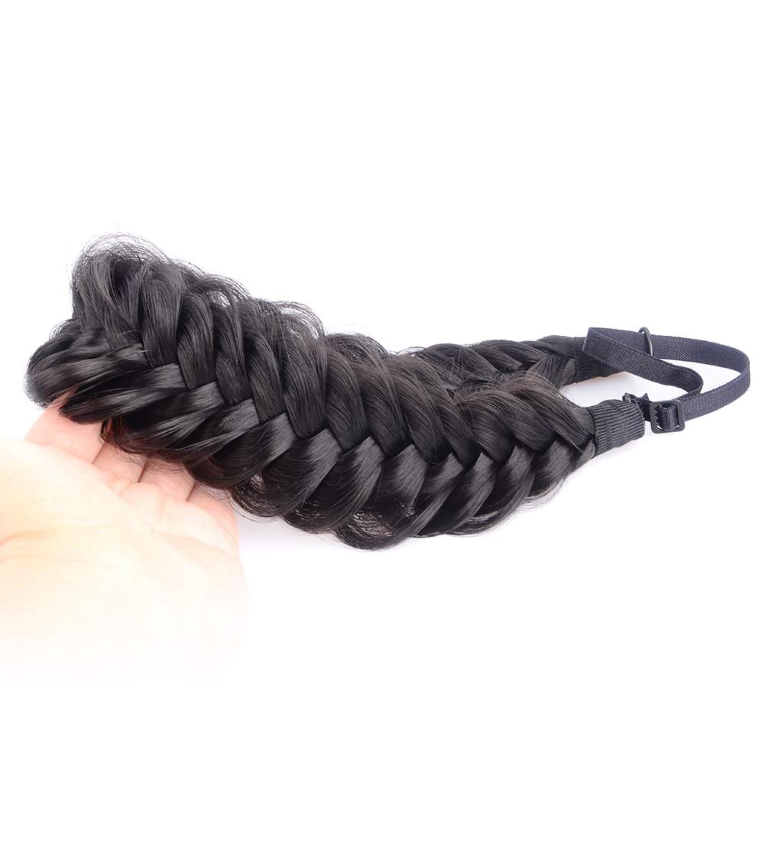 BOBIYA Messy Wide 2 Strands Synthetic Natural Black Braided Headband - Elastic Stretch Hair Accessory for Women and Girls - Buy Online on GoSupps.com
