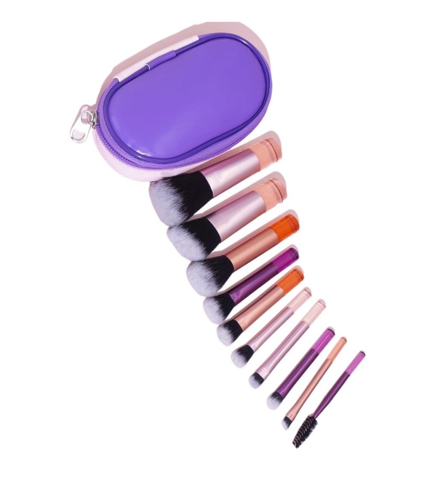 10 Mini Makeup Brushes Set with Bag | Complete Powder & Eyeshadow Brush Kit - Shop Now - Buy Online on GoSupps.com