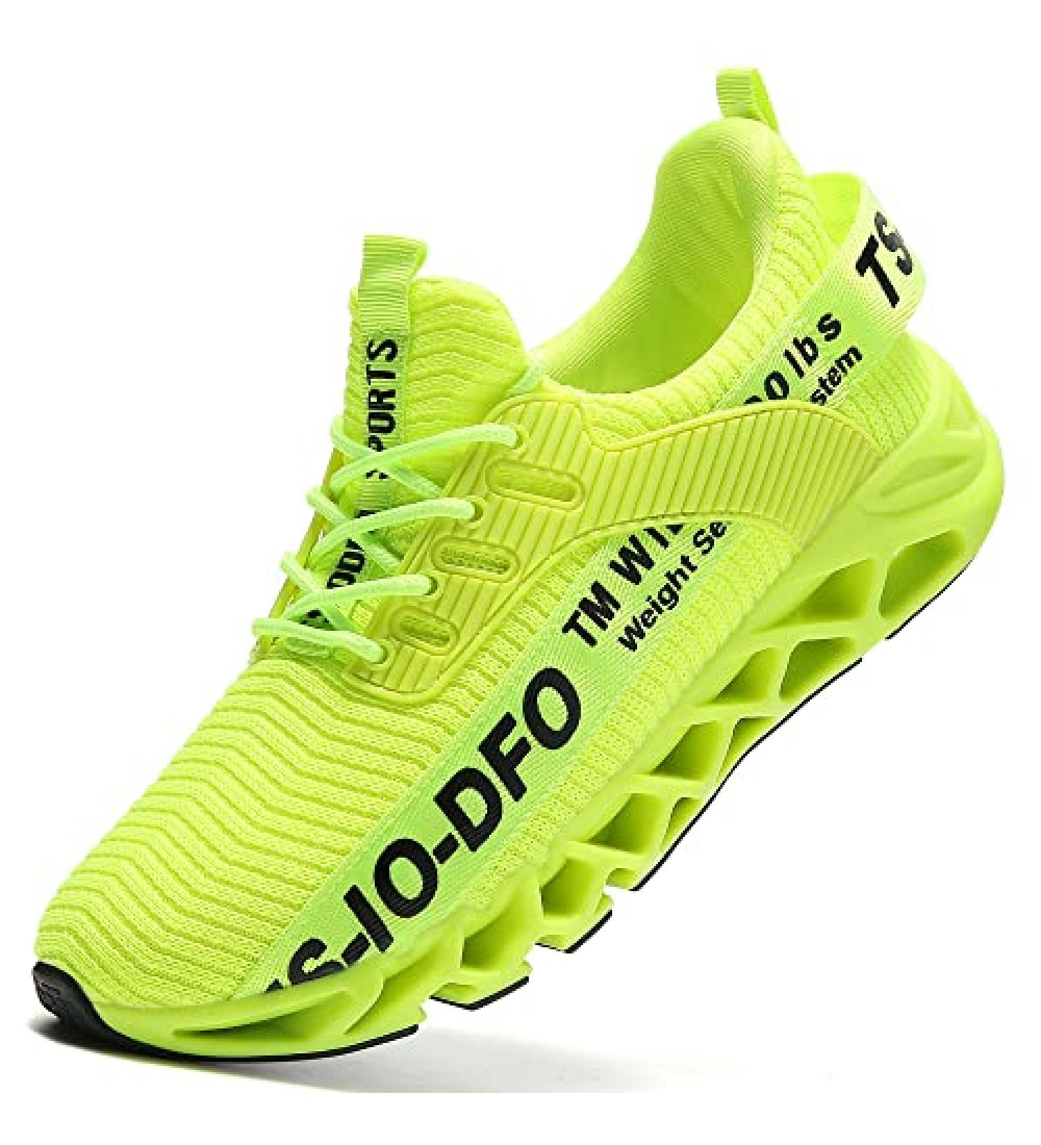 Ezkrwxn Men's Fashion Sneakers Sport Athletic Tennis Walking Shoes 12 A55 Fluorescent Green