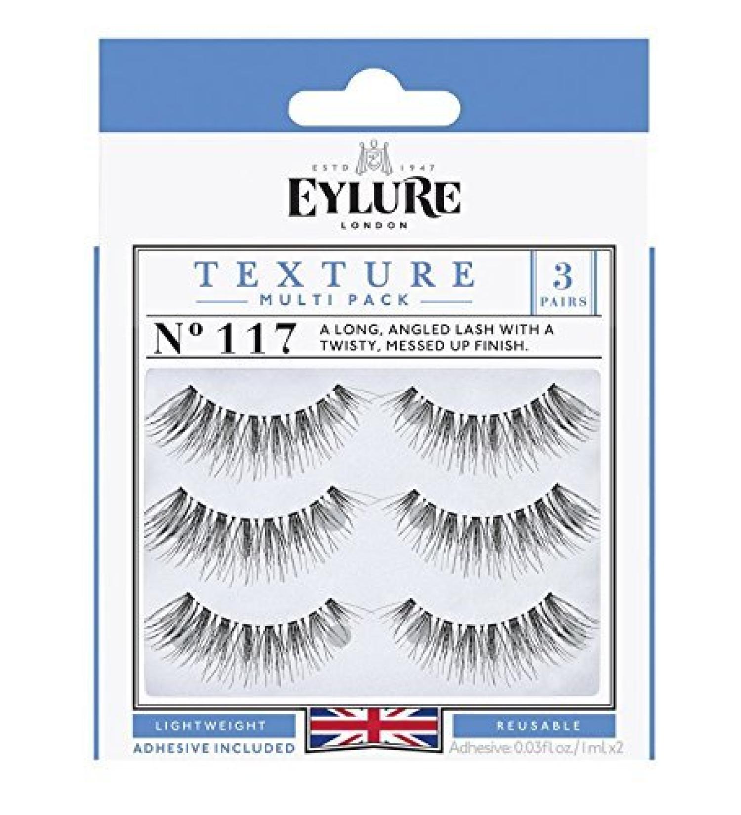 Eylure Texture False Lash  Style No. 117  Reusable  Adhesive Included  3 Pair