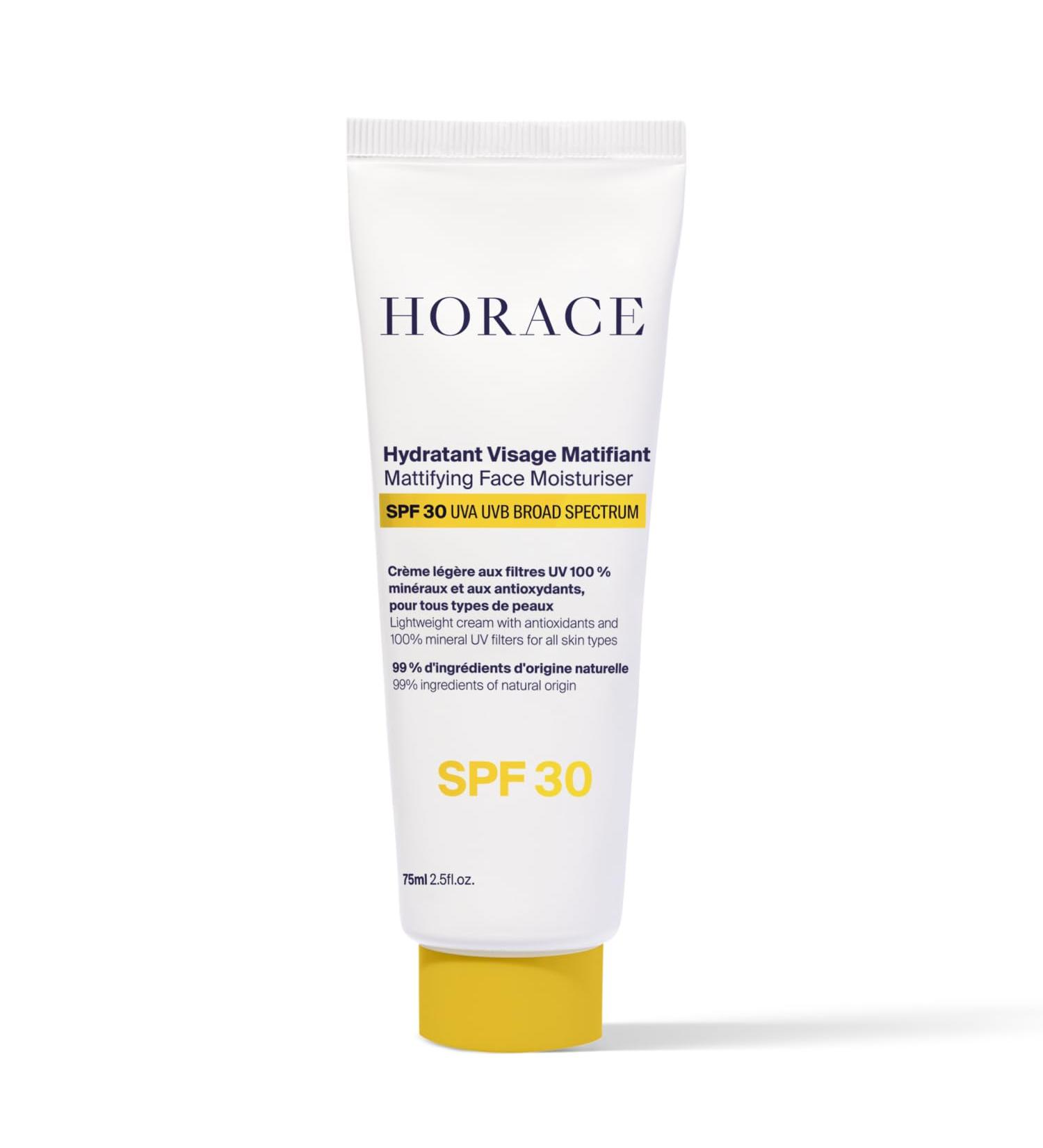 HORACE Mattifying Face Moisturiser SPF30 for Men - Natural Hydrating Cream with UV Protection - Premature Ageing Prevention - Skincare for All Skin Types - Unscented 75 ml - Buy Online on GoSupps.com