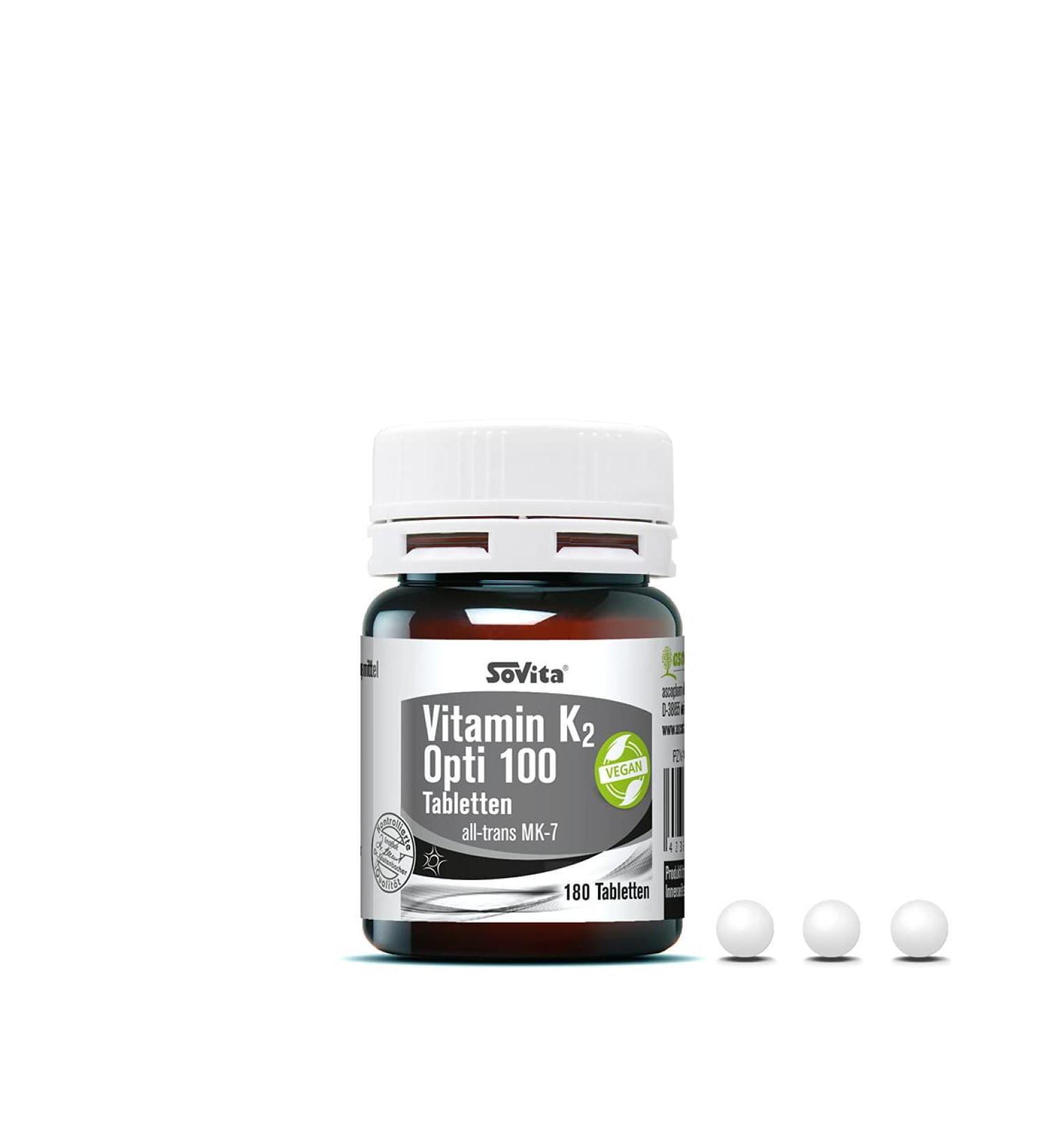 Vitamin K2 Opti - 100 g of Pure All-Trans MK-7 | 180 Tablets | Bioavailable Vitamin K2 for Optimal Health | Shop Now! - Buy Online on GoSupps.com