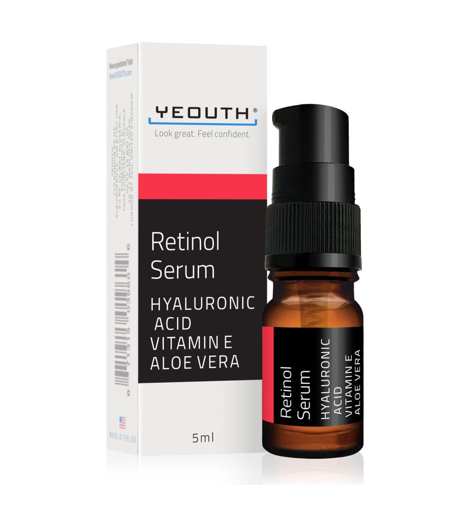 Retinol Serum for Face with Hyaluronic Acid Hydrating Face Serum Targets Wrinkles Dark Spots & Acne Anti Aging Facial Serum Skin Care Products for Men & Face Serum for Women by YEOUTH - Buy Online on GoSupps.com