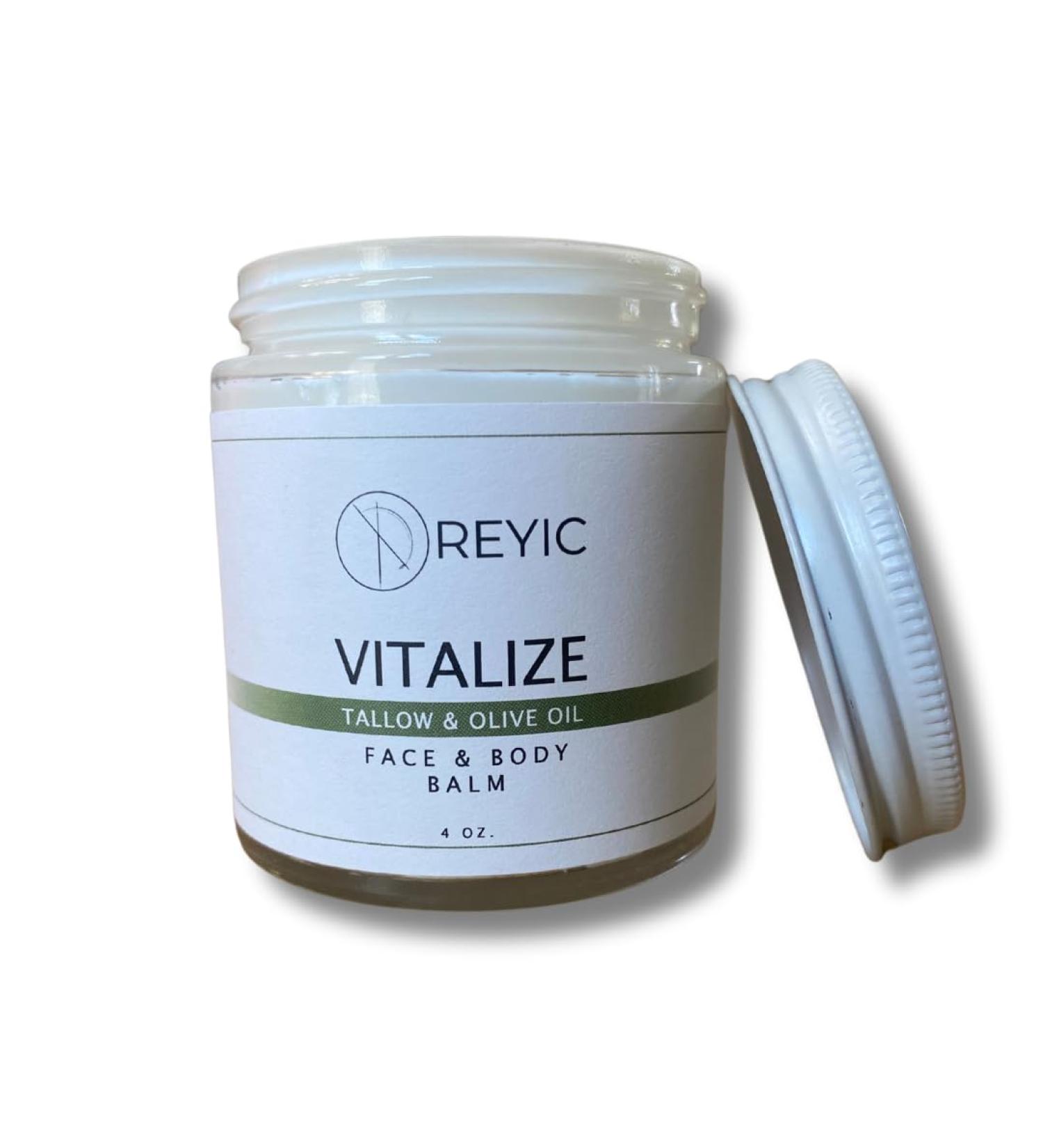 Vitalize Organic Grass Fed Tallow & Olive Oil Balm - All Purpose Moisturizer with Essential Oils for All Skin Types (4oz) - International Shipping - Buy Online on GoSupps.com
