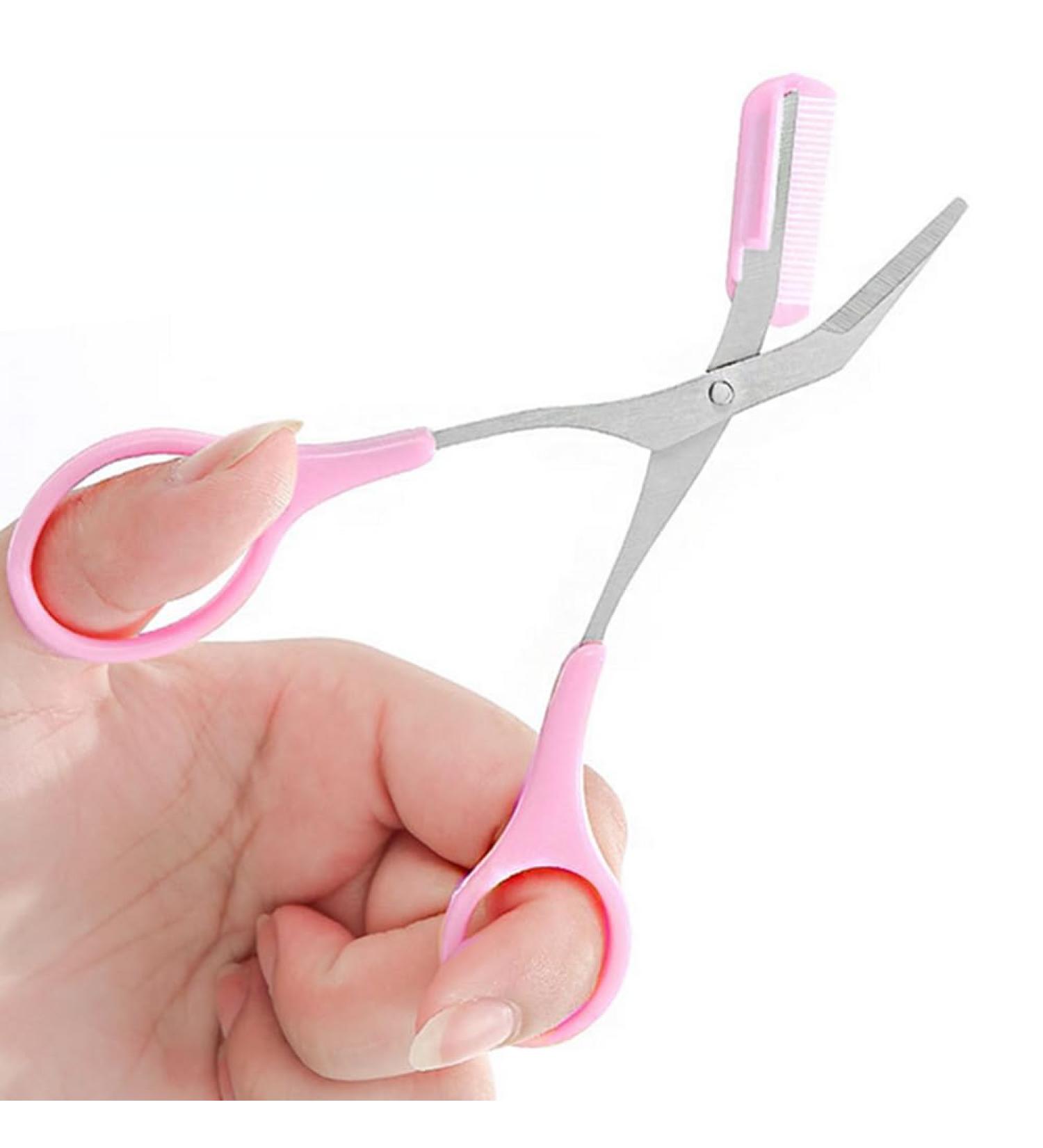 Professional Eyebrow Scissors & Trimmer for Precision Shaping | Non-Slip Grip Beauty Tool for Men & Women - Pink - Buy Online on GoSupps.com