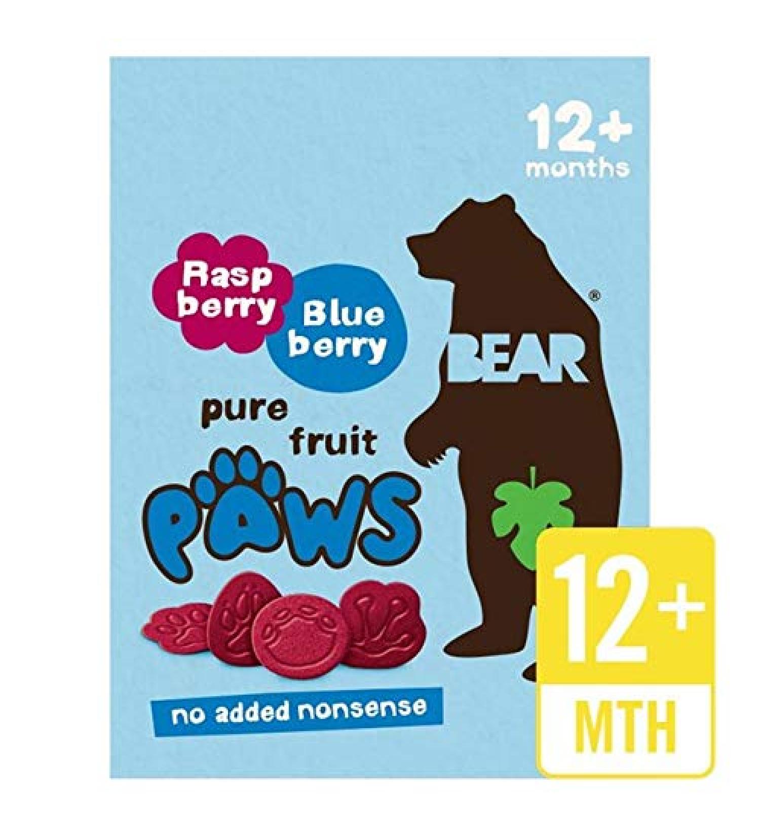 BEAR Bear Paw Fruit Treats - Arctic Raspberry and Blueberry Multipack 5 x 20g - Pack of 6