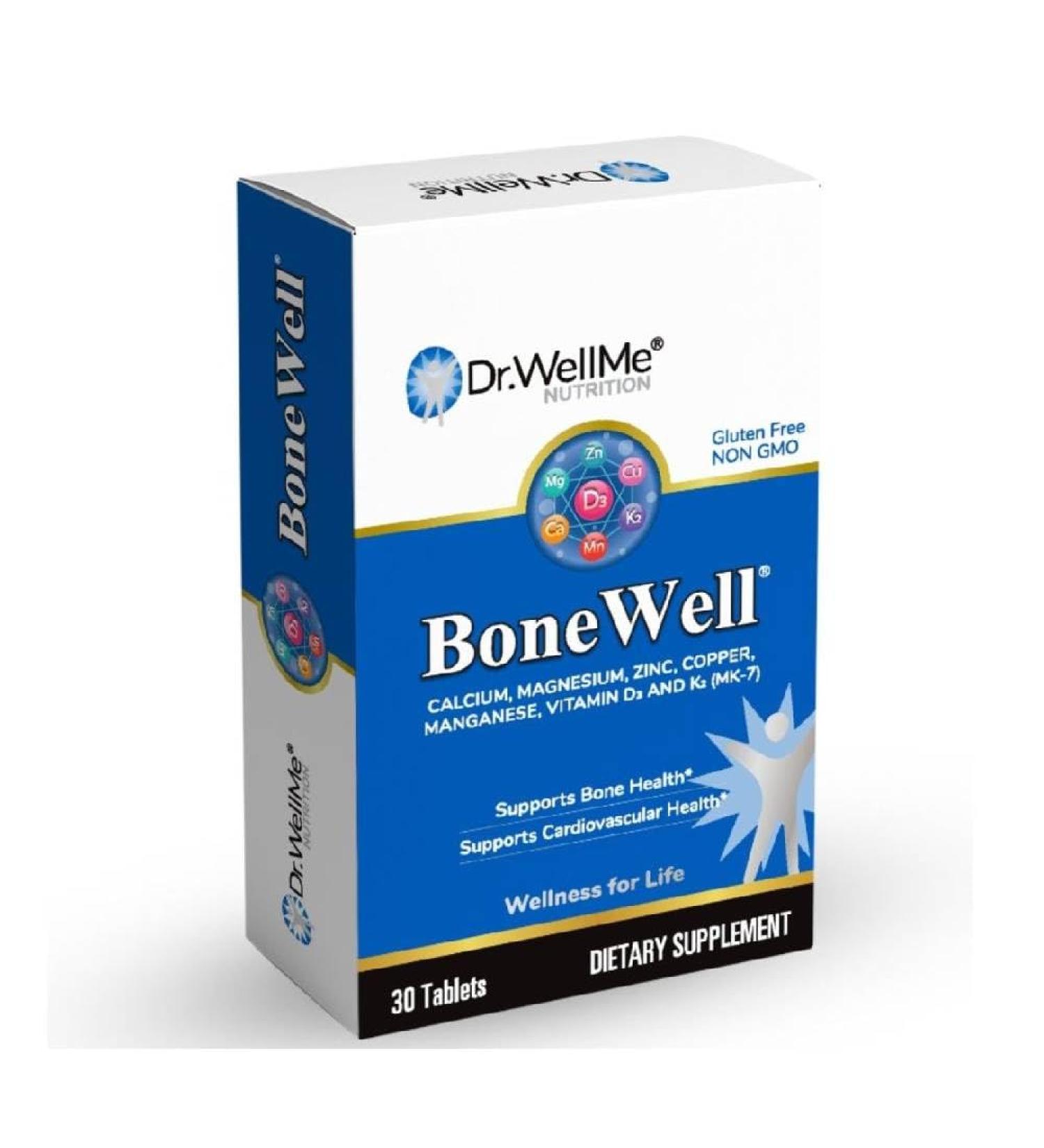 BoneWell Tablets | Calcium Magnesium Vitamin D & K Formula | Joint & Bone Strength | Vegetarian Gluten Free | Trusted Formula | Made in USA