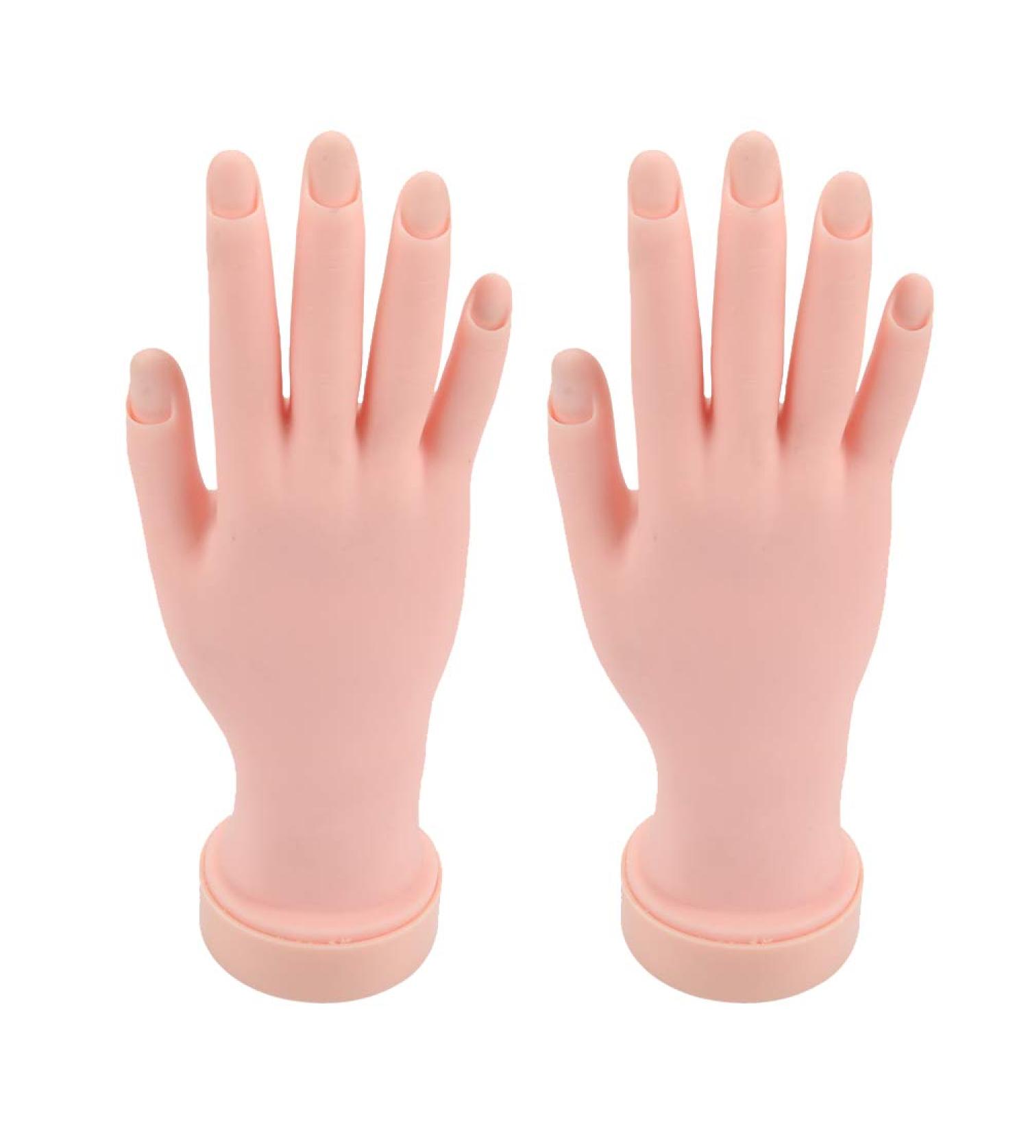 Set of 2 Flexible Practice Hands for Acrylic Nails | Nail Art Training Mannequin Hands for Fake Nails - Buy Online on GoSupps.com