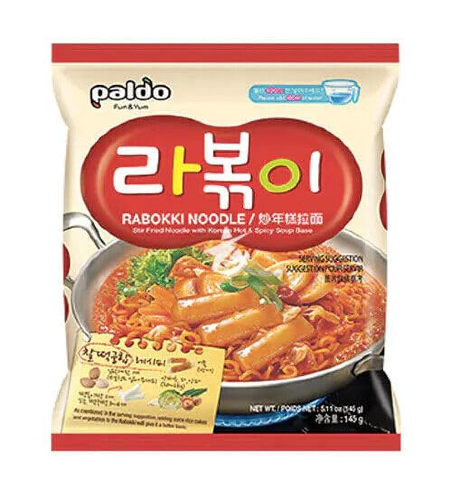 PALDO Rabokki Ramen Korean Topokki Taste Hot & Spicty Instant Noodles 145g (Pack of 16) - Buy Online on GoSupps.com