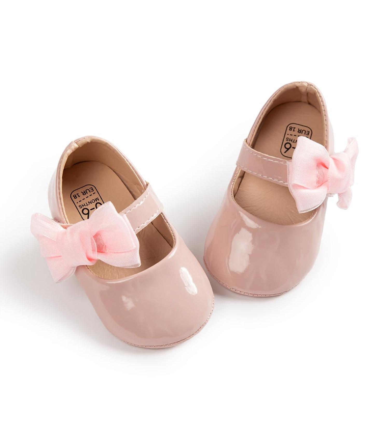 Sonsage Infant Baby Girls Pink Bowknot Mary Jane Shoes 6-12 Months | Soft Anti-Slip Sole Princess First Walking Flats - Buy Online on GoSupps.com