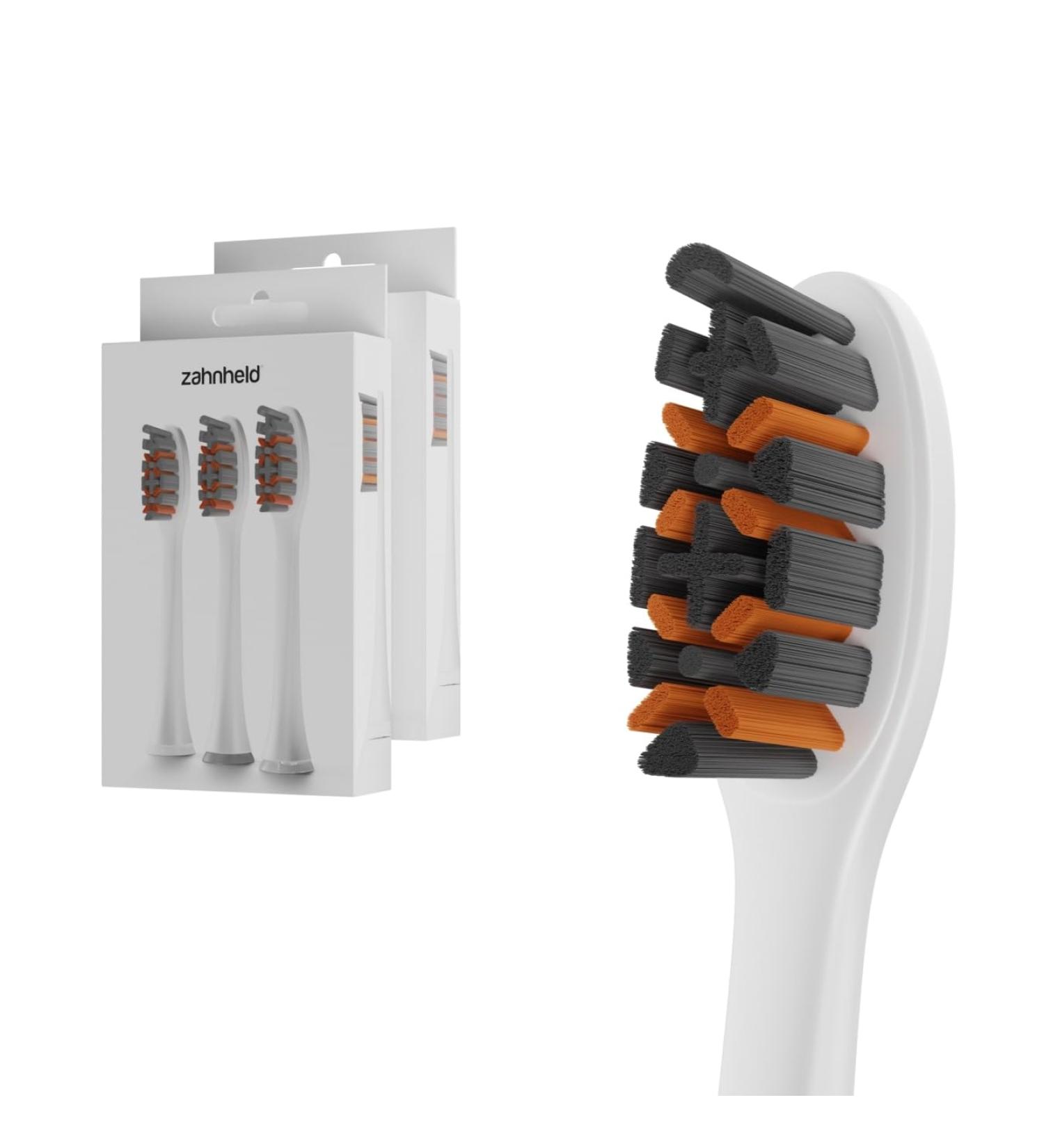 Zahnheld Pro X-Clean Medium-Hard Brush Heads | 6-Pack Replacement for Gero Sonic Toothbrush | Effective Cleaning - Buy Online on GoSupps.com