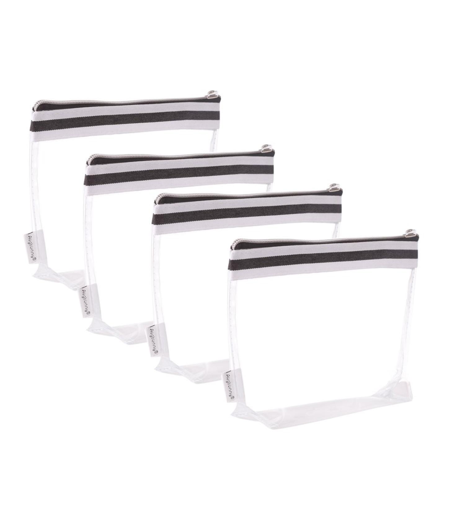 Augbunny Set of 4 Transparent Vinyl Toiletry Bags - Zipper & French Tape - Colorless | Travel Essentials - Buy Online on GoSupps.com