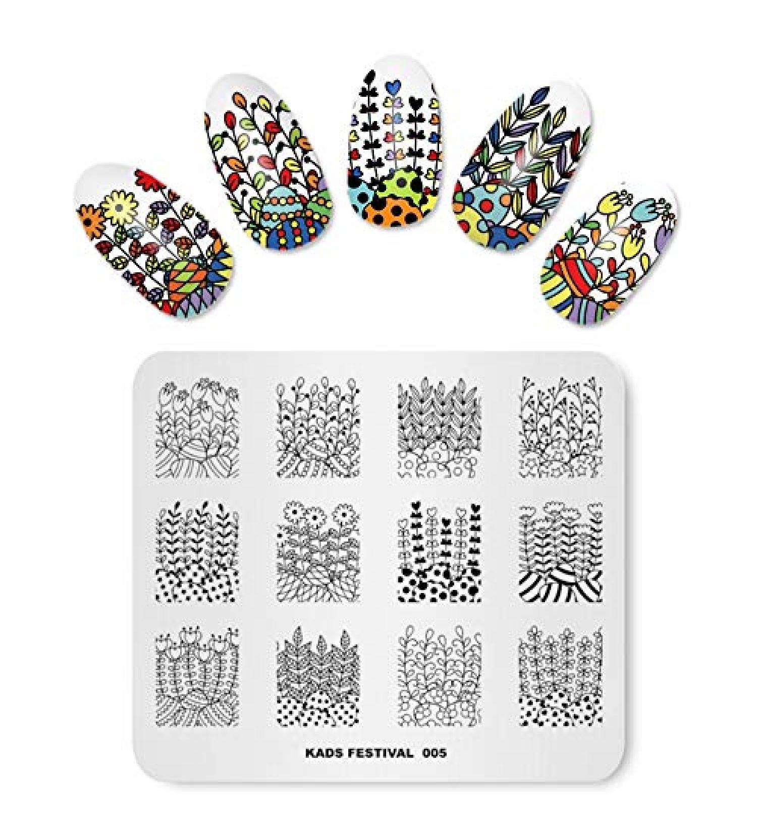 Alexnailart Nail Art Stamping Plate Branches Flower Template Image Plate Nail Art Tools (FE005) - Buy Online on GoSupps.com