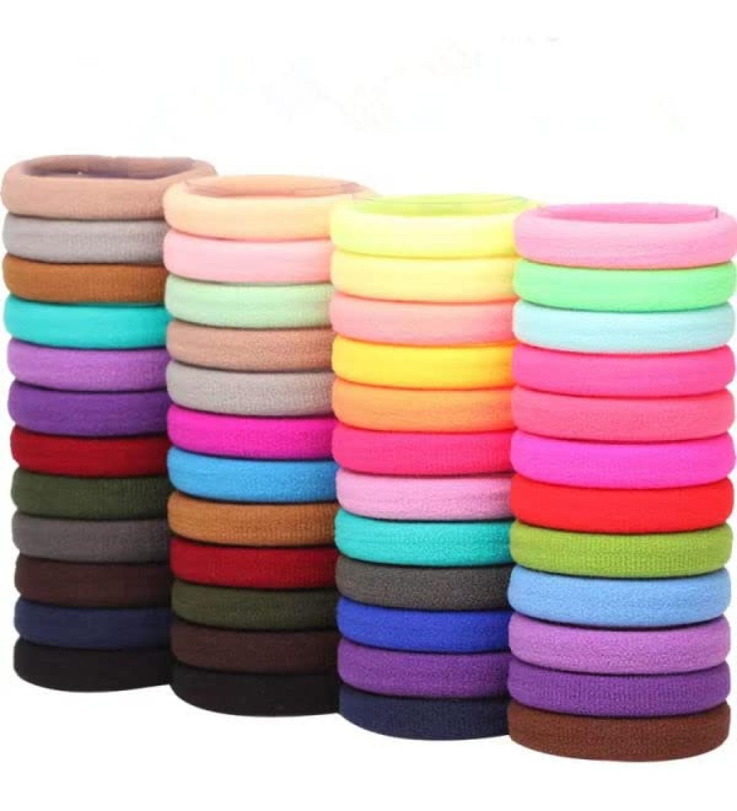 100 Pcs Multicolor Elastic Hair Ties Ponytail Holders - Soft Seamless Hairbands for All Hair Types - Buy Online on GoSupps.com