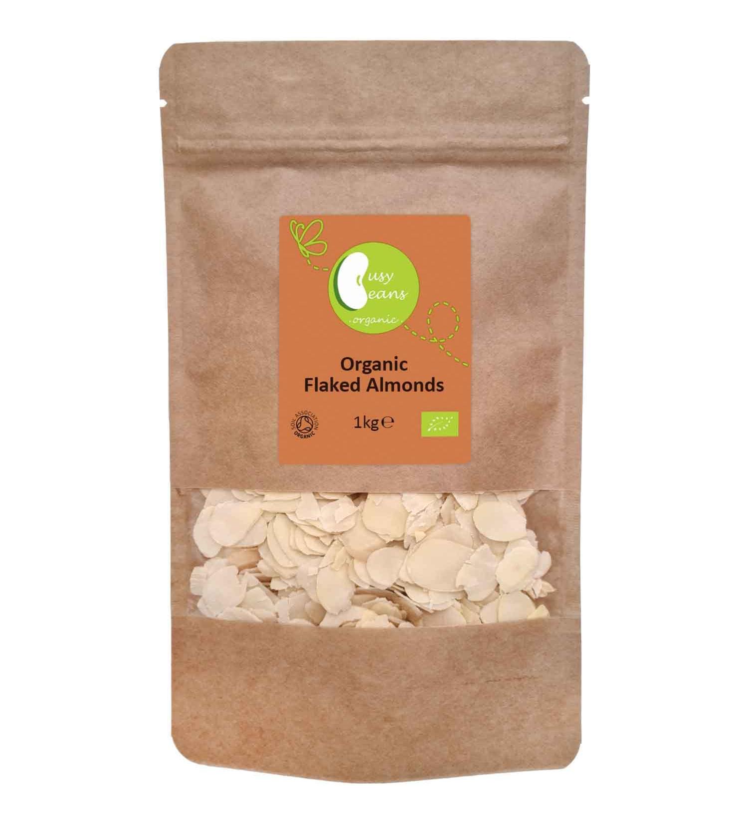 Organic Flaked Almonds - Certified Organic - by Busy Beans Organic (1kg) - Buy Online on GoSupps.com