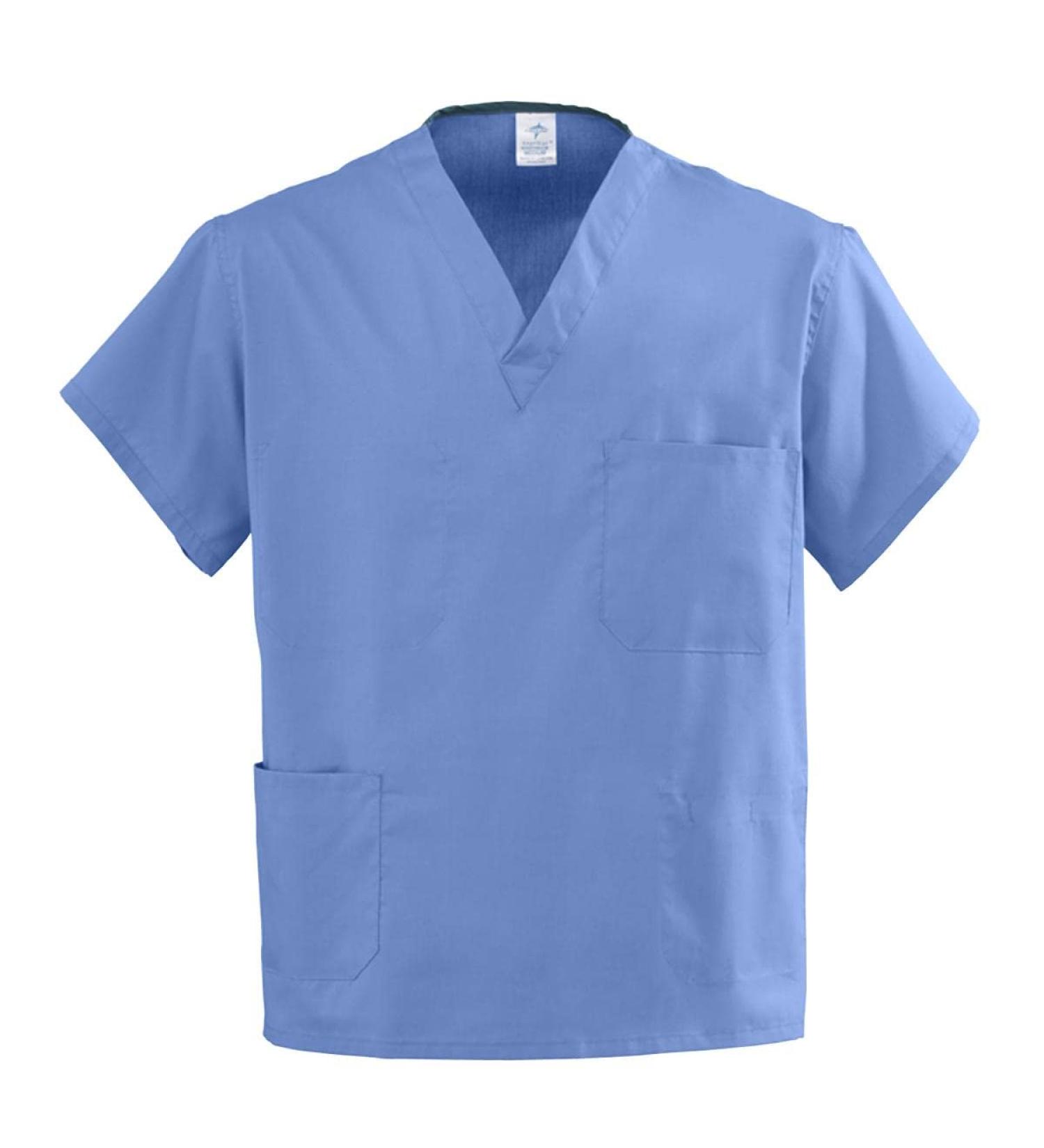 Medline Angelstat Unisex Two-pocket Reversible Scrub Tops M630nthxl-ca 1 Pound X-Large Ceil Blue
