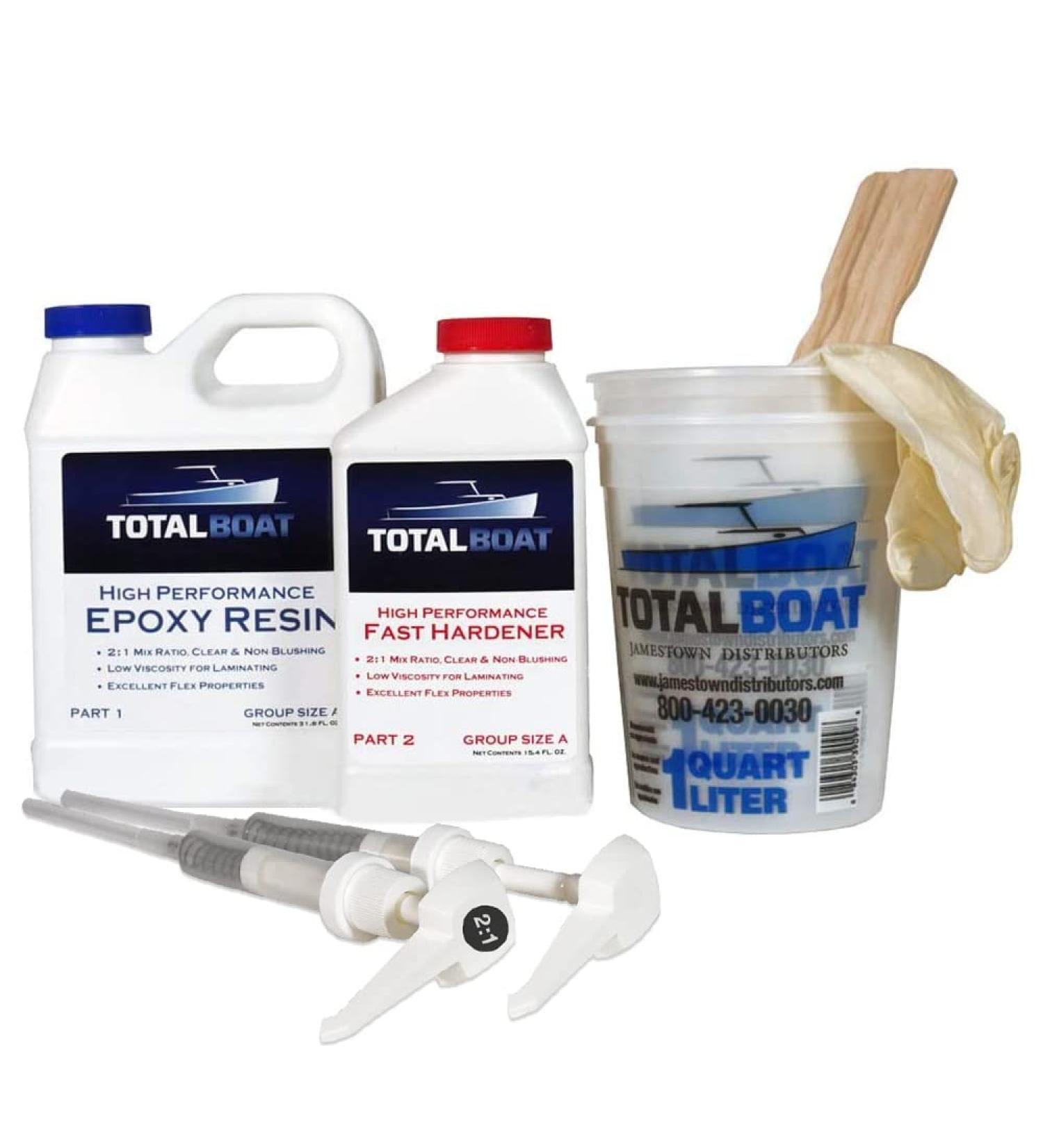 TotalBoat High Performance Epoxy Kit - Crystal Clear Marine Grade Resin for Woodworking, Boat Building & Repair (Quart Fast) - Buy Online on GoSupps.com