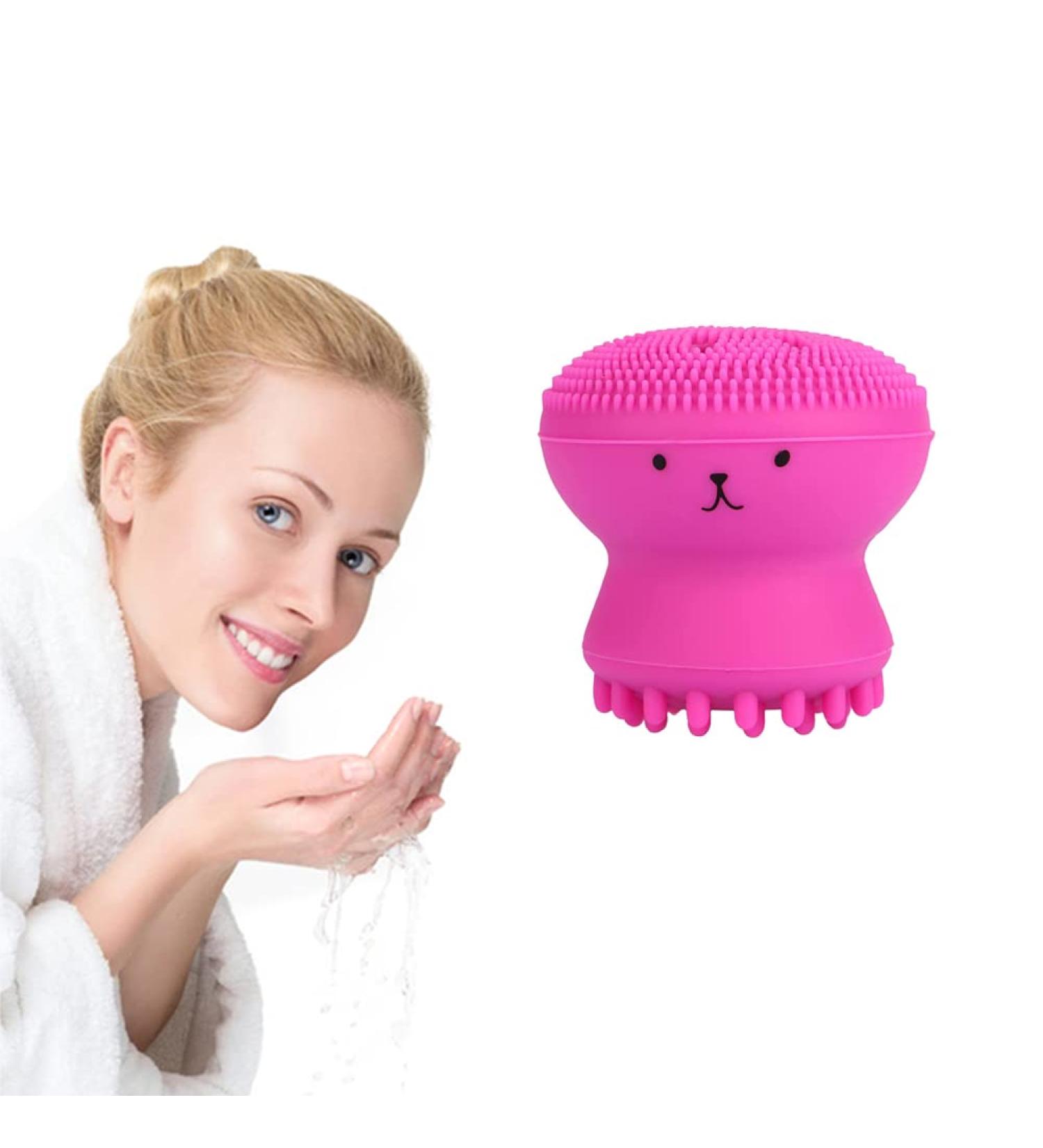 Moum Routes Ultra-Hygienic Silicone Face Cleaning Brush | Waterproof Pink Facial Massager & Peeling Brush for Flawless Skin - Buy Online on GoSupps.com