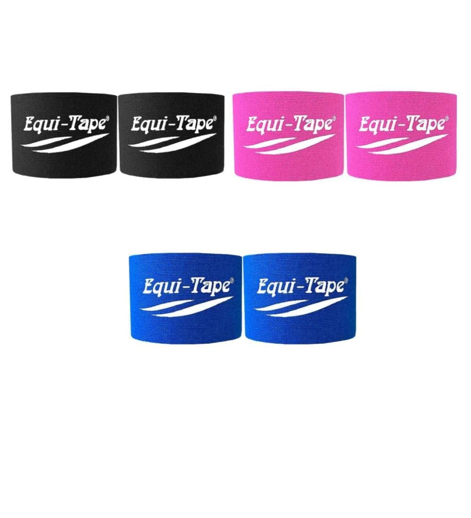 Equi-Tape Equine Classic 2 Color Pack (2 Black 2 Royal Blue 2 Pink) Tape for Muscle Pain Relief Joint Support & Stability Safe Lightweight & Waterproof Adhesive