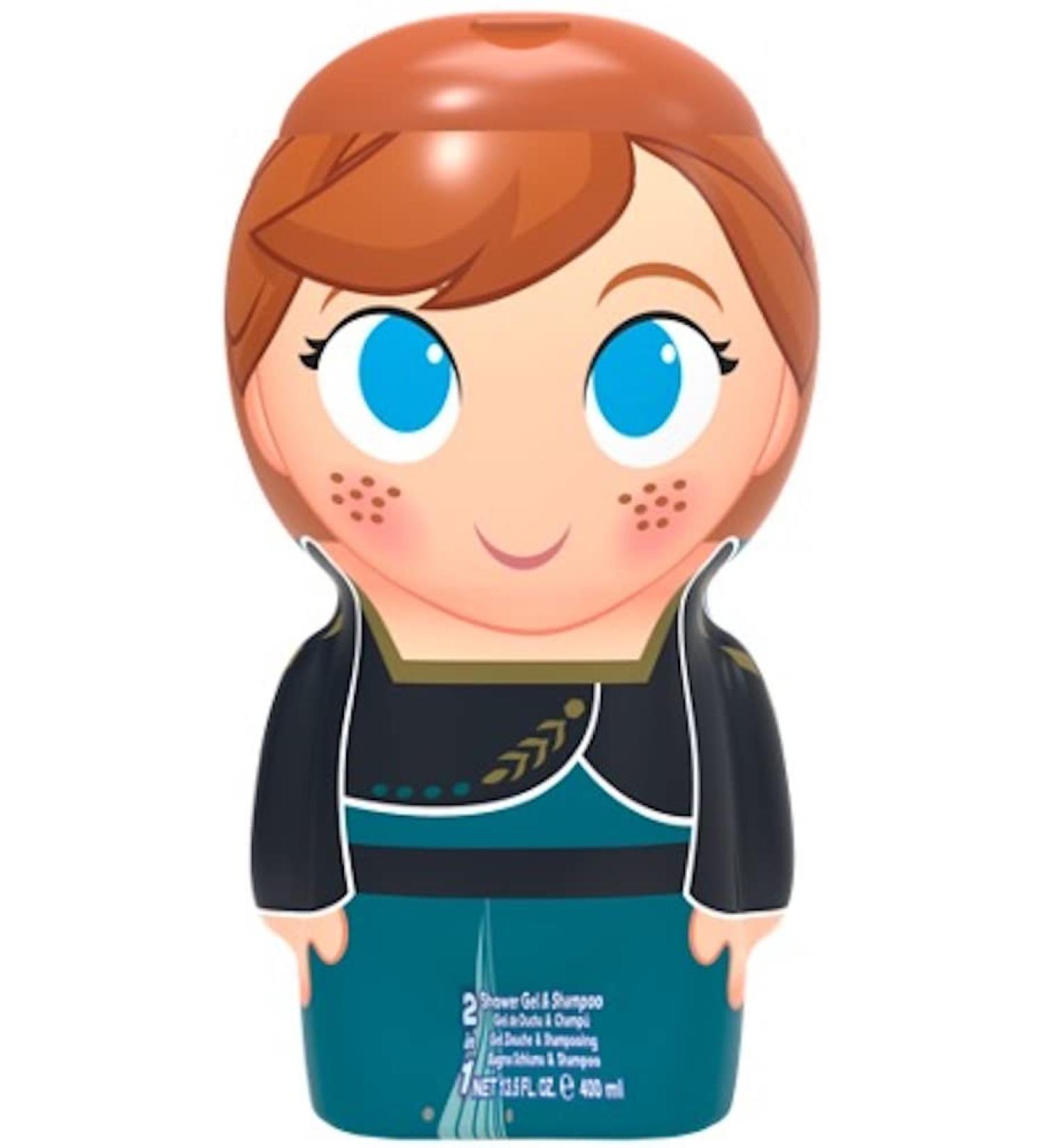 AIR-VAL INTERNATIONAL Frozen Anna 2-in-1 Shower Gel & Shampoo with Gentle Care Formula with Fruity and Floral Scent 3D Anna Figure (400ml)