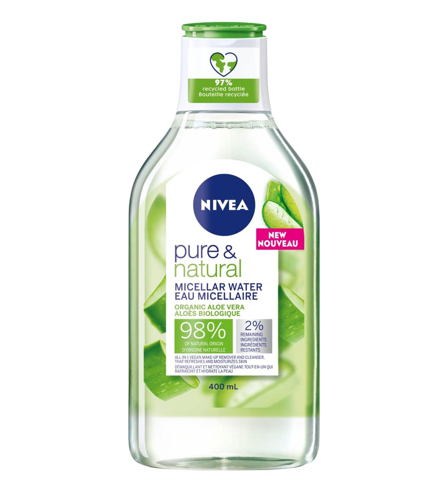 NIVEA Pure & Natural Micellar Water Cleansing & Make-Up Remover 400ml - Buy Online on GoSupps.com